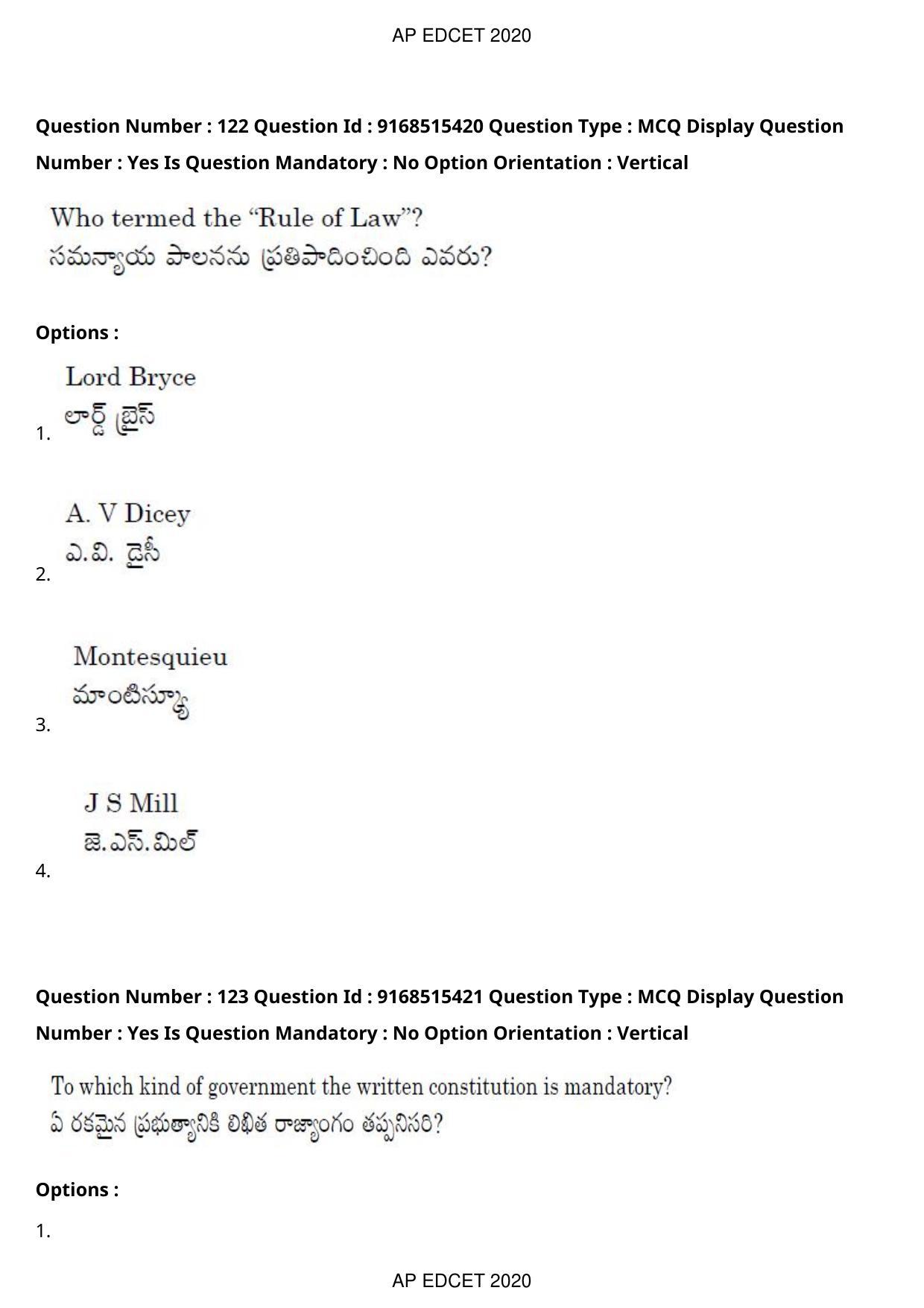 AP EDCET 2020 Social Studies Question Paper Shift 1 - Page 89