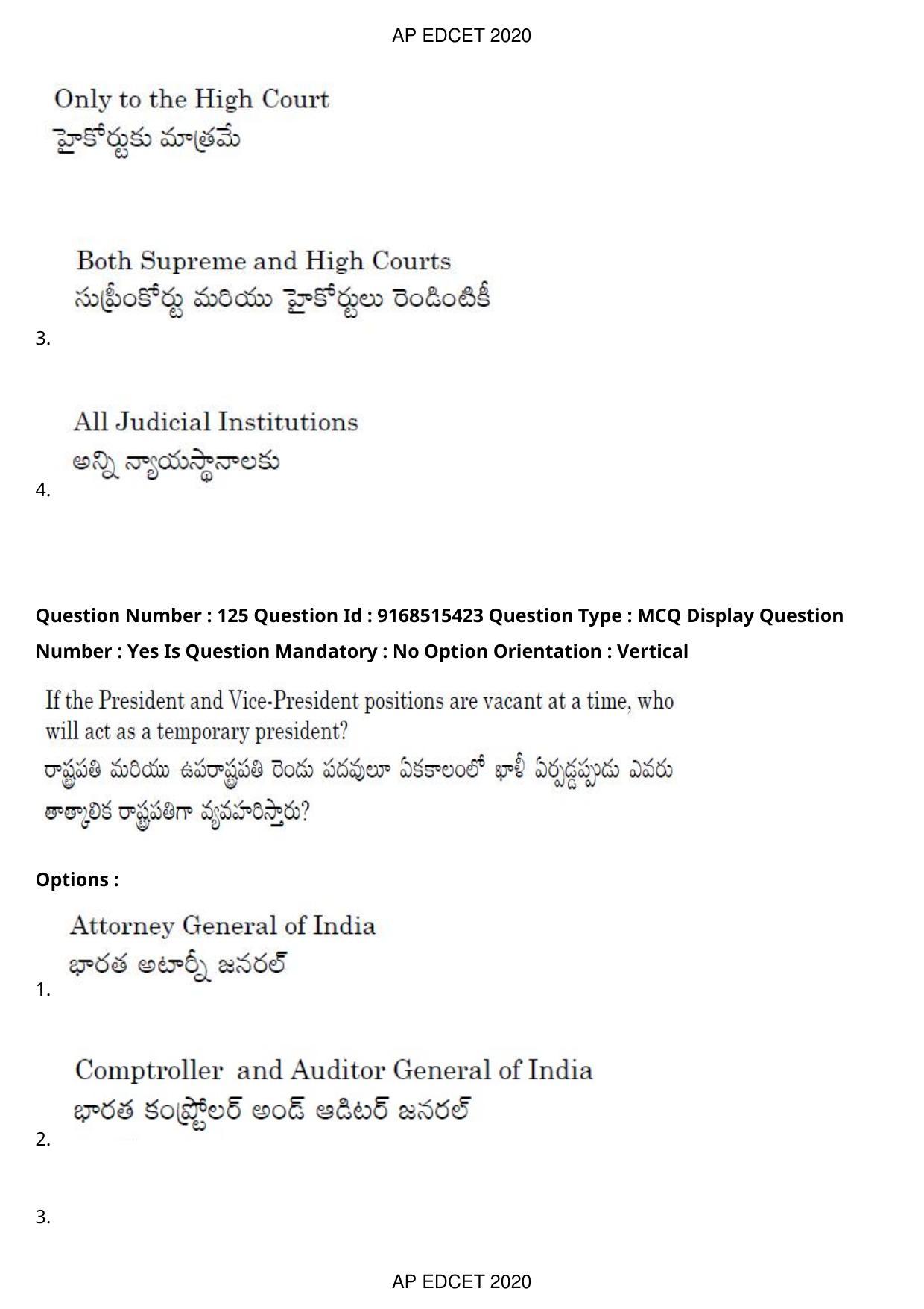 AP EDCET 2020 Social Studies Question Paper Shift 1 - Page 91