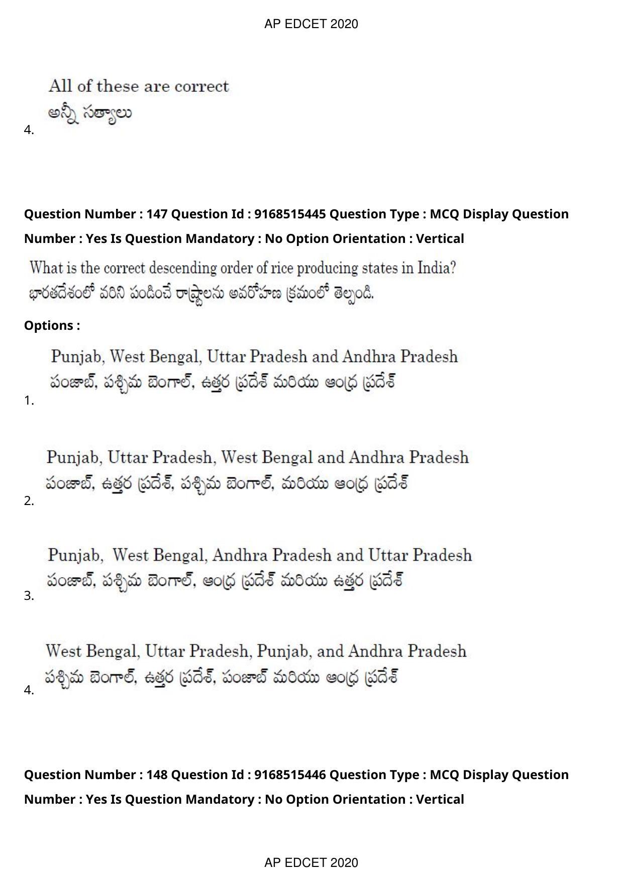 AP EDCET 2020 Social Studies Question Paper Shift 1 - Page 108