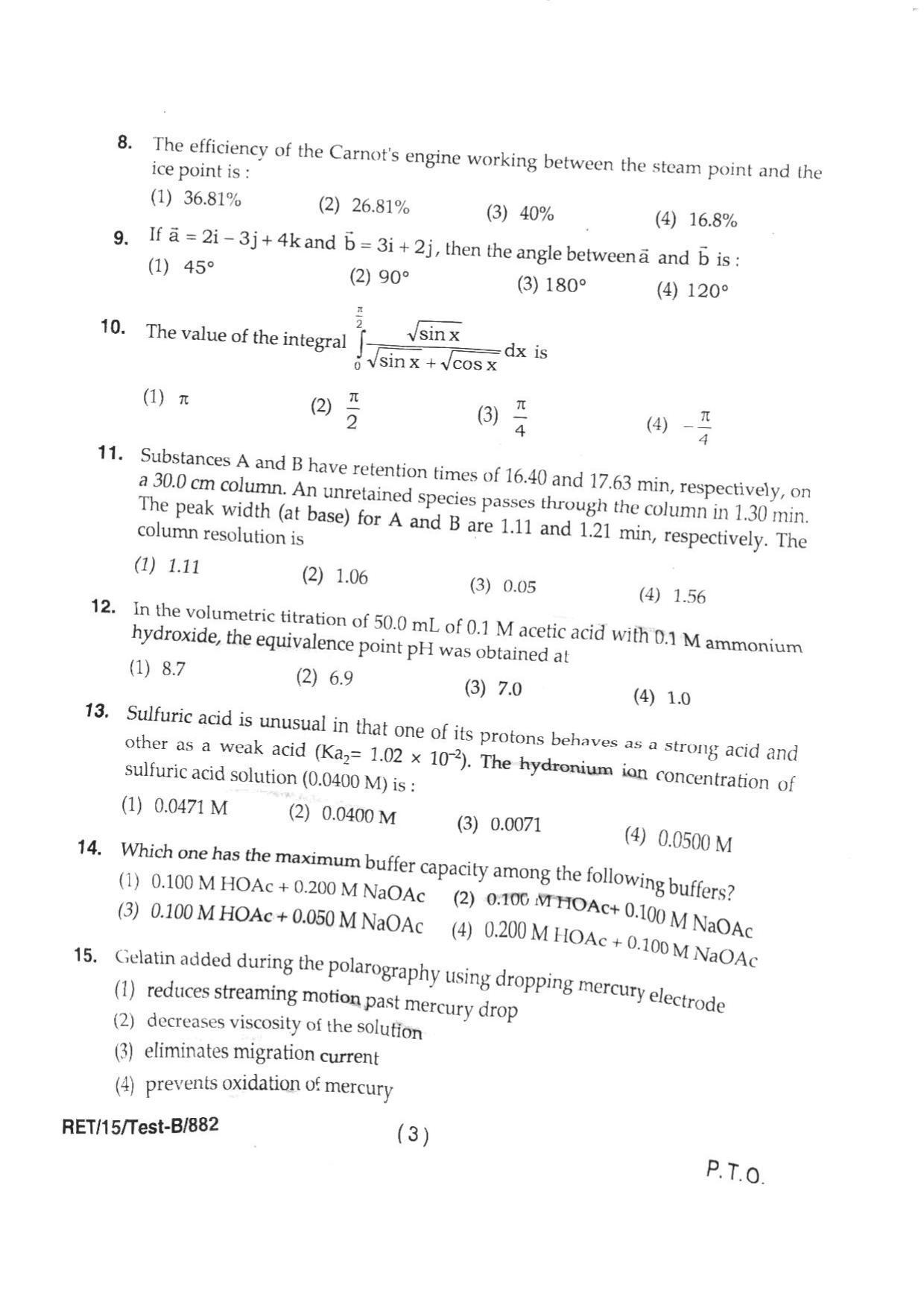 BHU RET CHEMISTRY 2015 Question Paper - Page 5