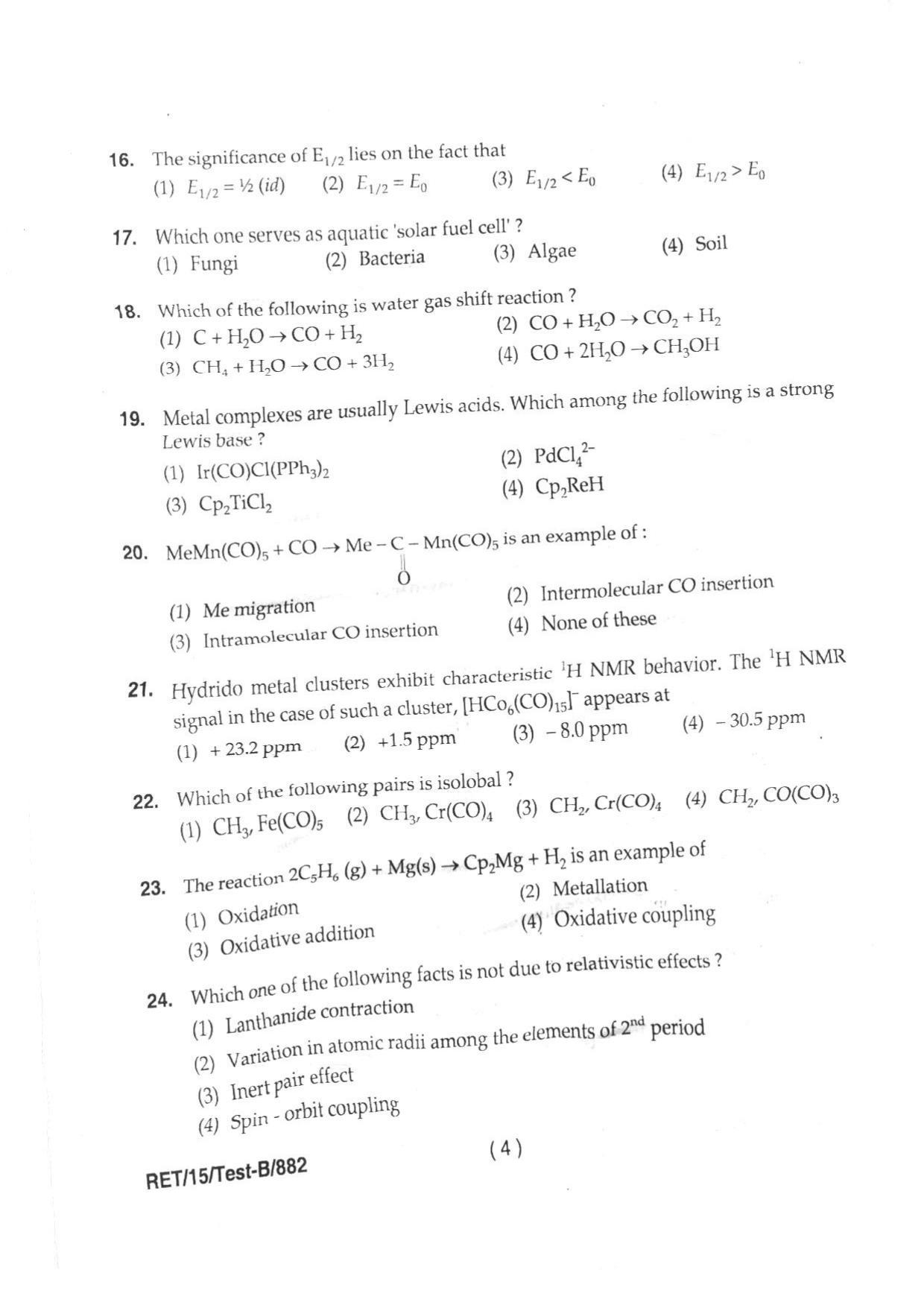 BHU RET CHEMISTRY 2015 Question Paper - Page 6