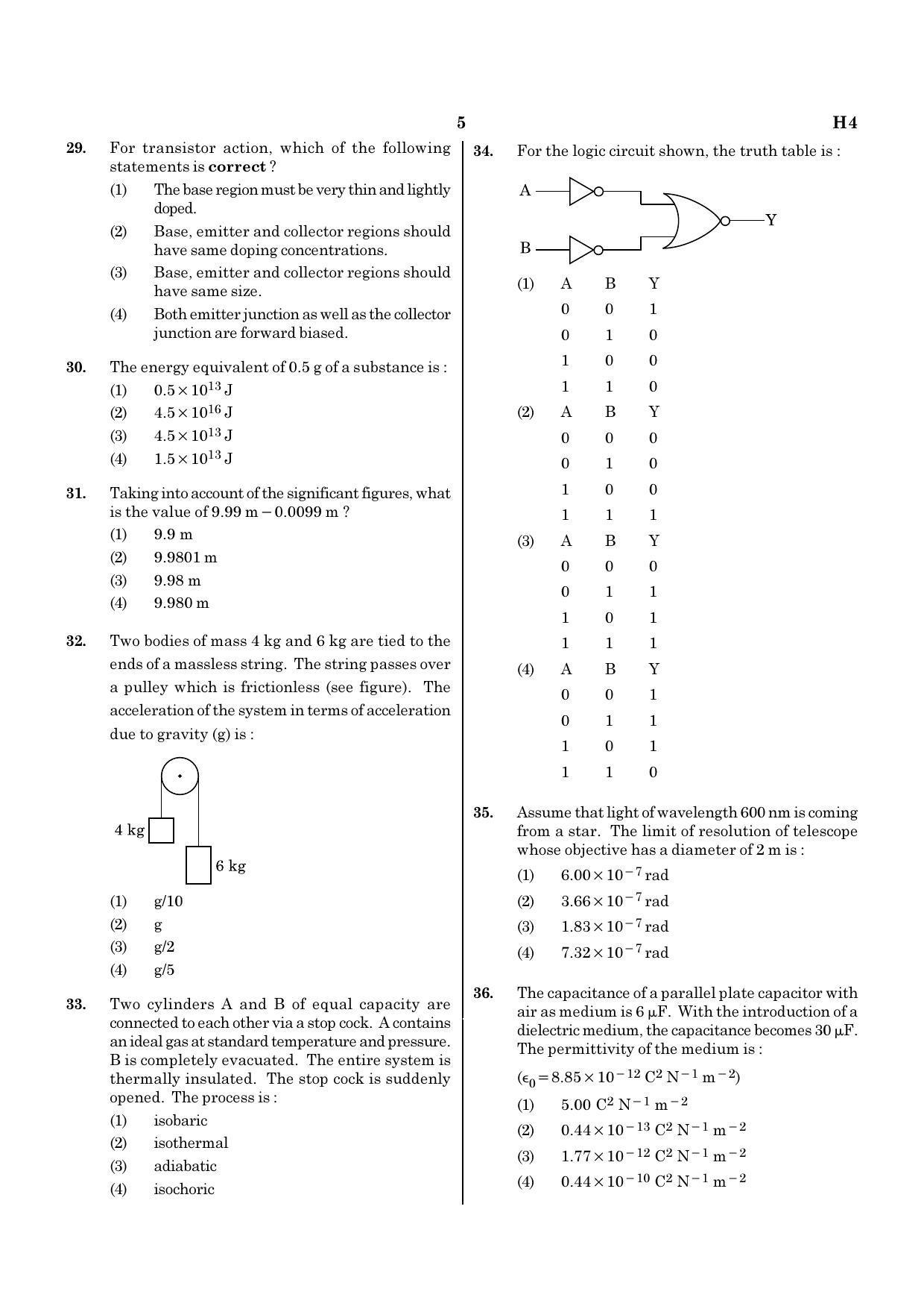 NEET H4 2020 Question Paper - Page 5