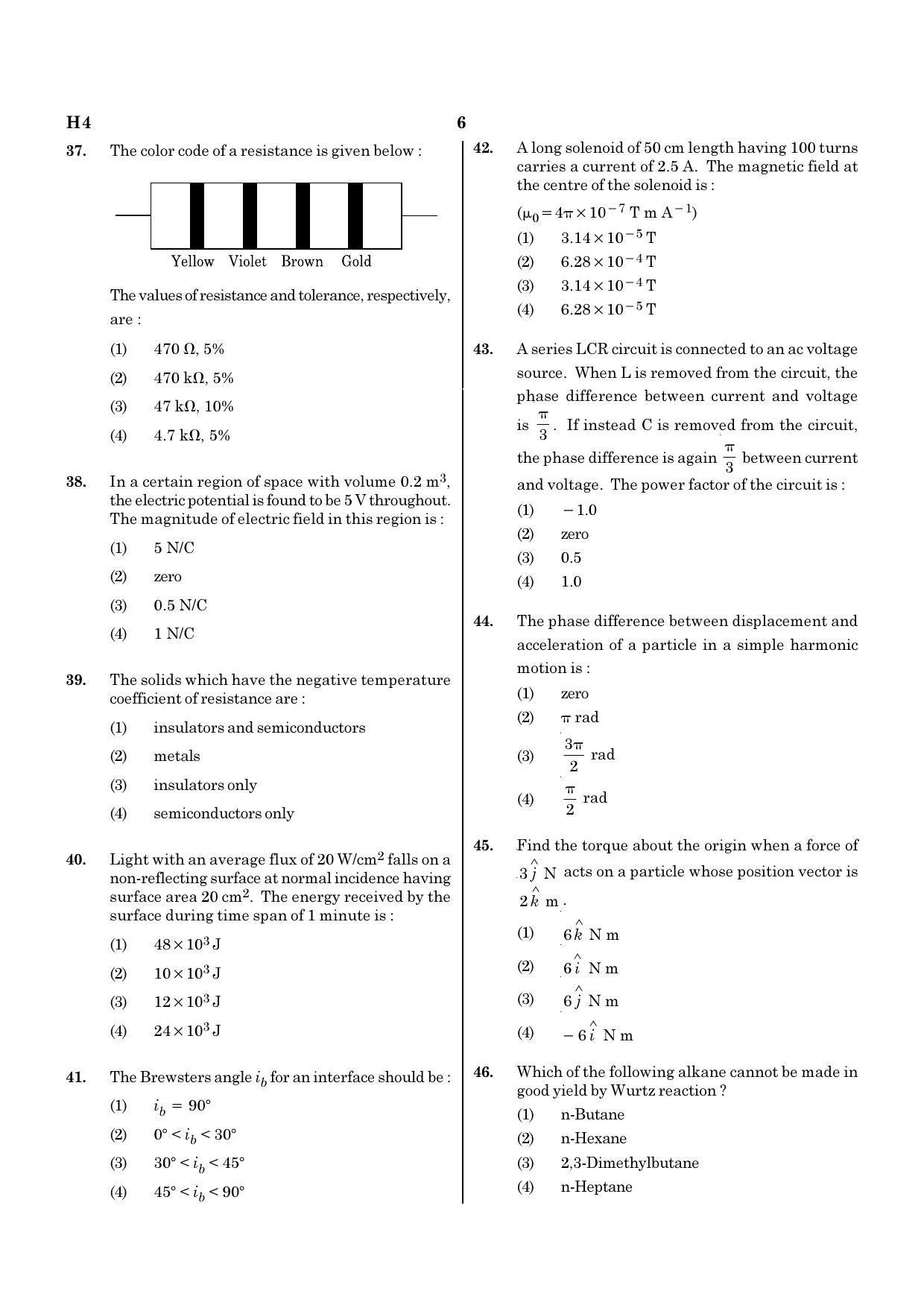 NEET H4 2020 Question Paper - Page 6