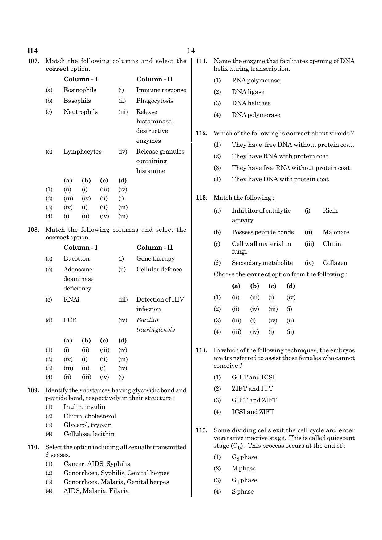 NEET H4 2020 Question Paper - Page 14