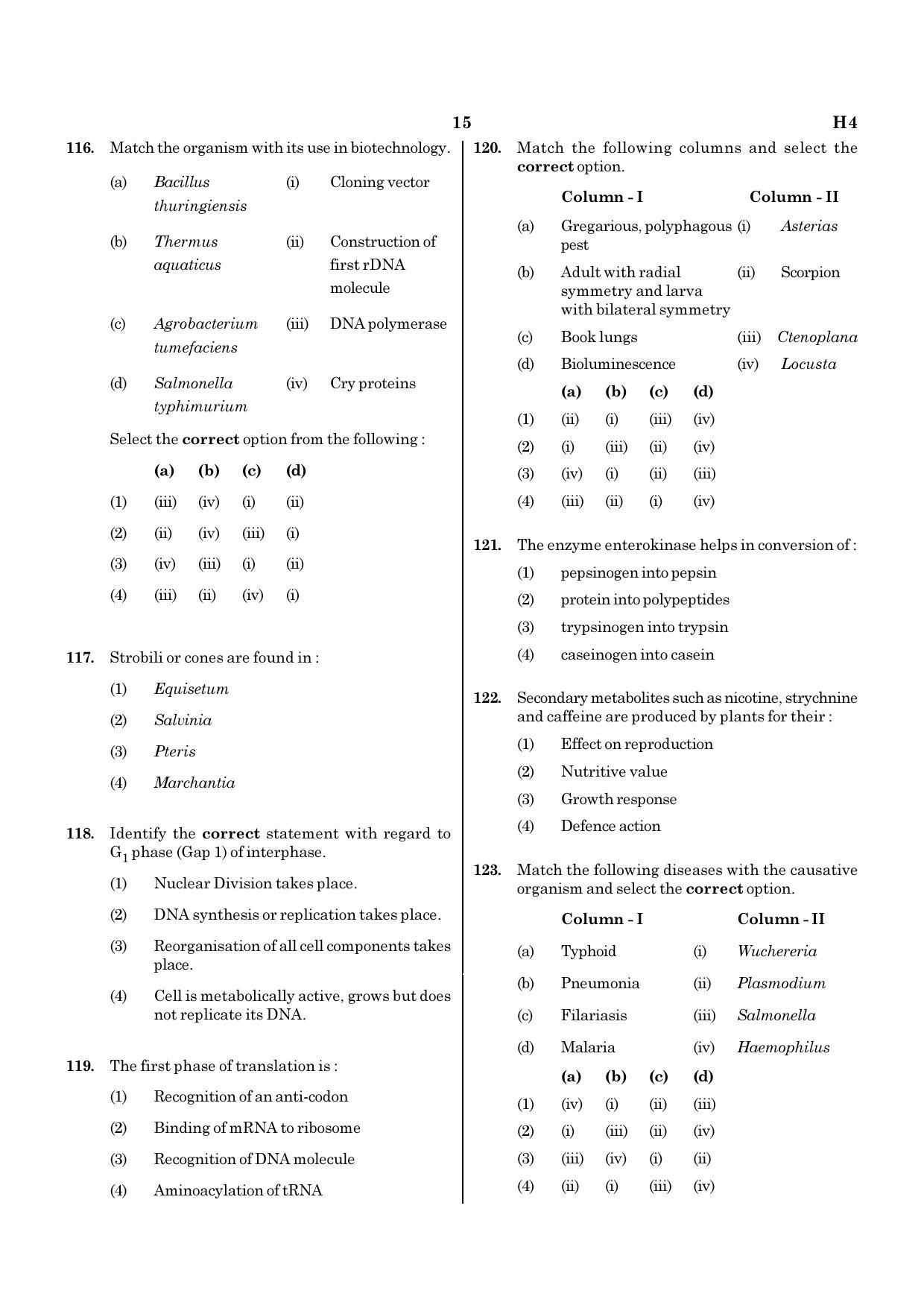 NEET H4 2020 Question Paper - Page 15