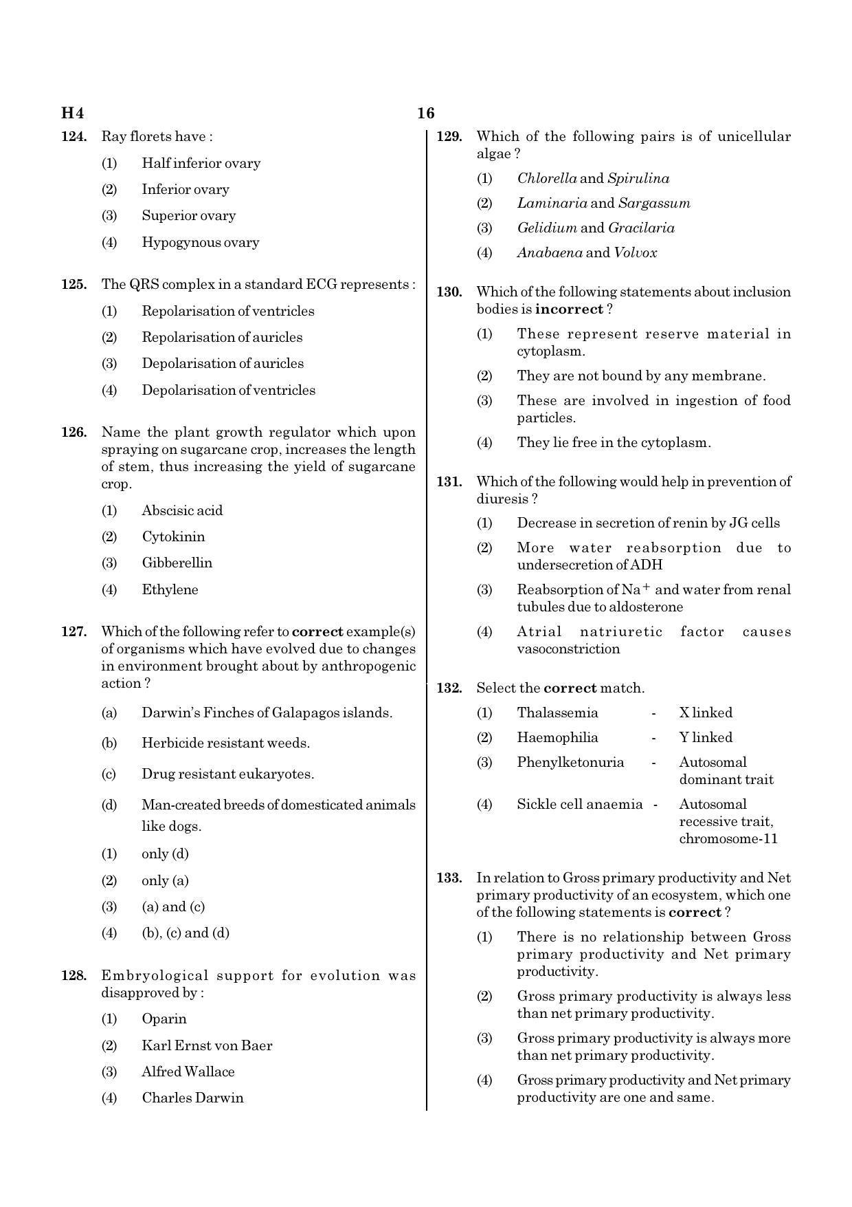 NEET H4 2020 Question Paper - Page 16