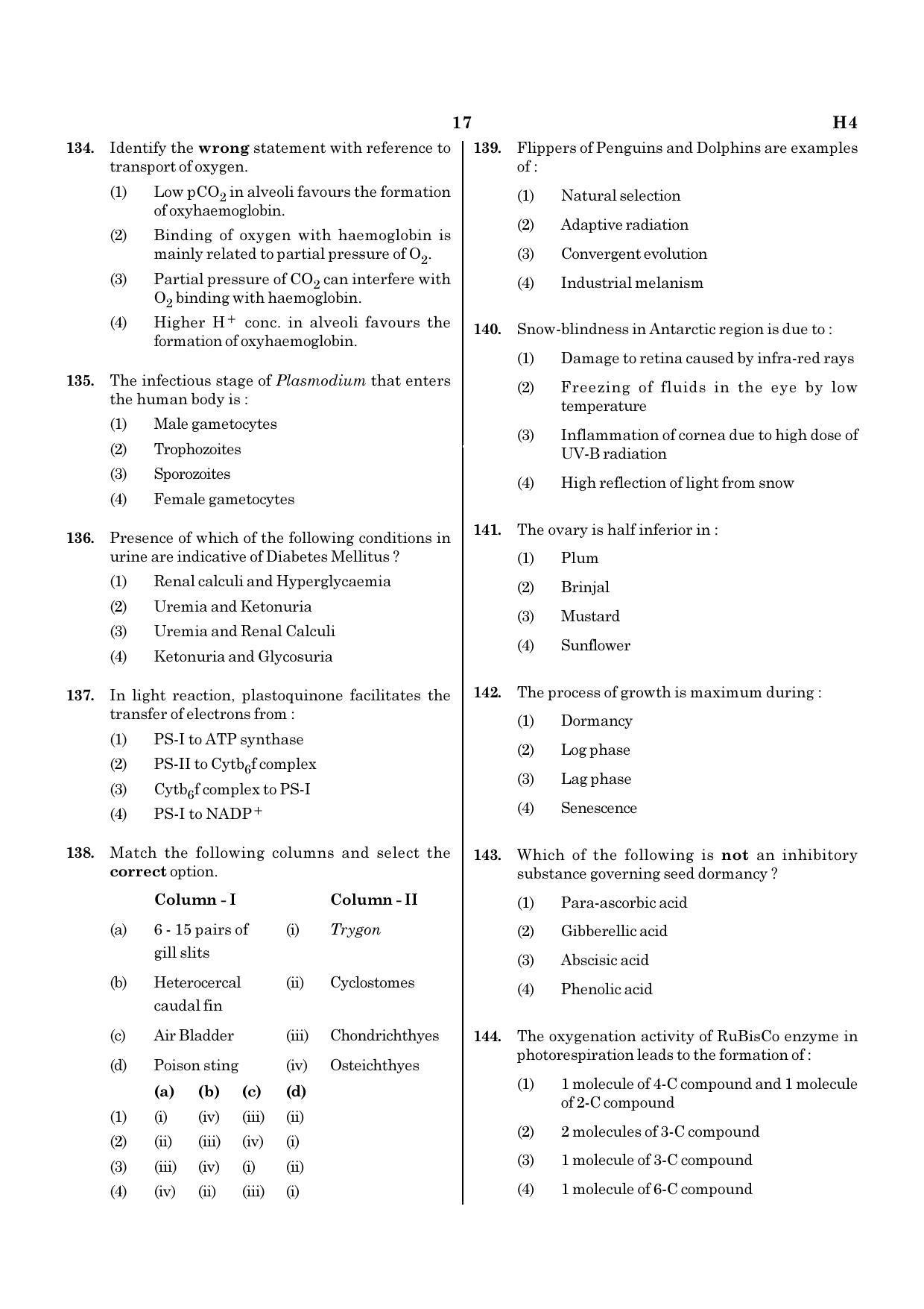 NEET H4 2020 Question Paper - Page 17