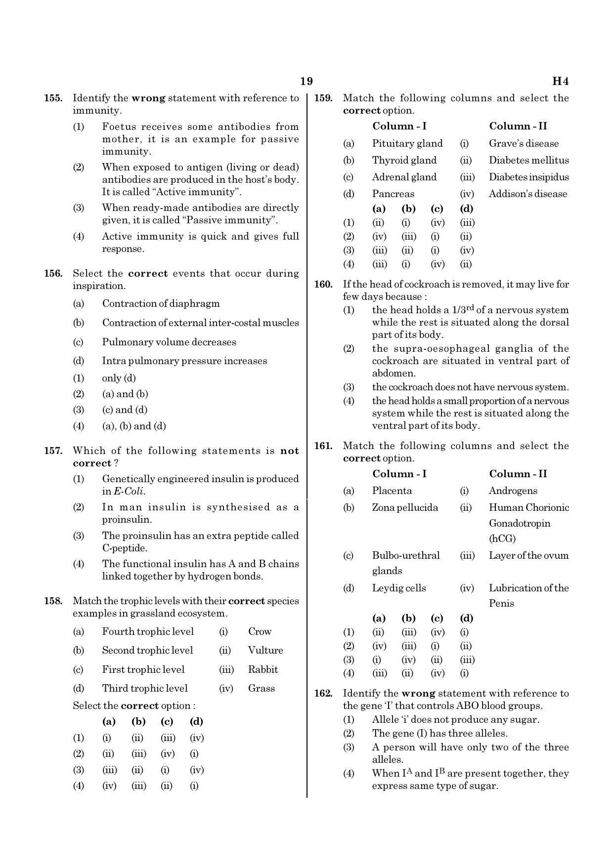 NEET H4 2020 Question Paper - Page 19
