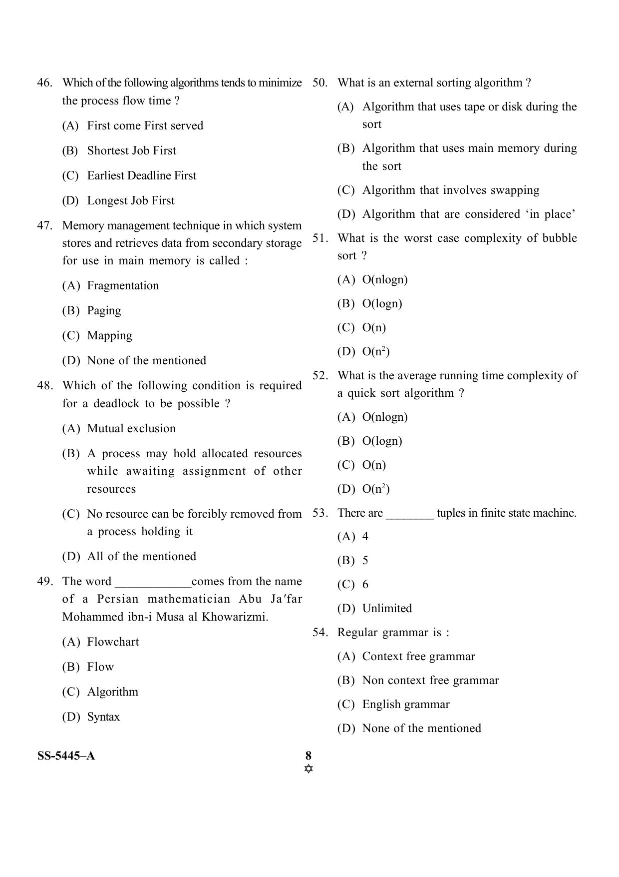 KUET 2023 MCA Question Paper - Page 25