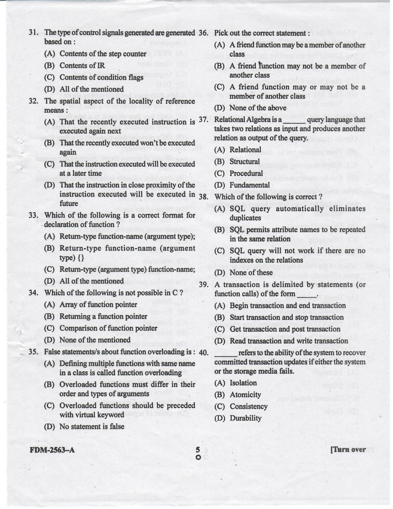 KUET 2023 MCA Question Paper - Page 45