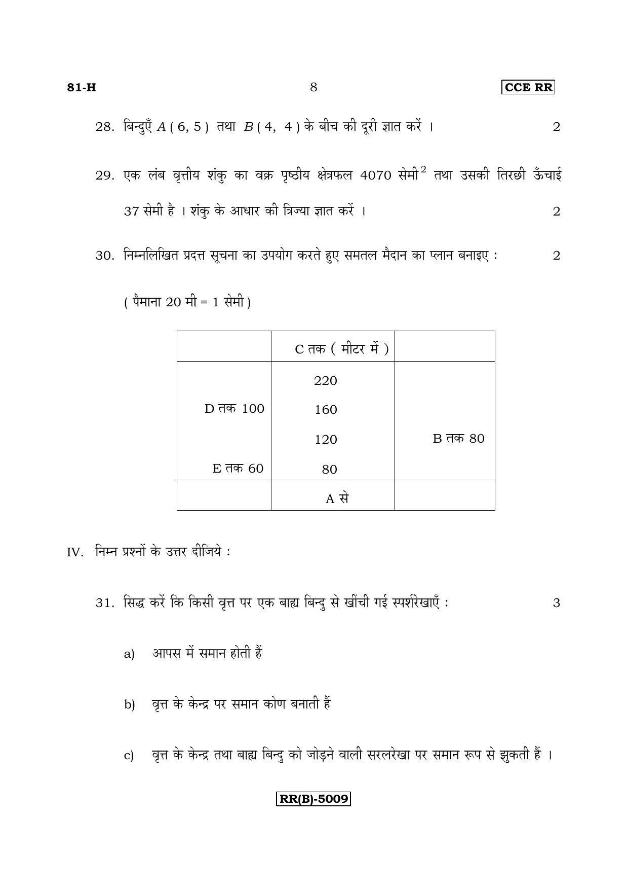 Karnataka SSLC Maths - HINDI (81H-B Version_h2) March/April 2019 Question Paper - Page 8