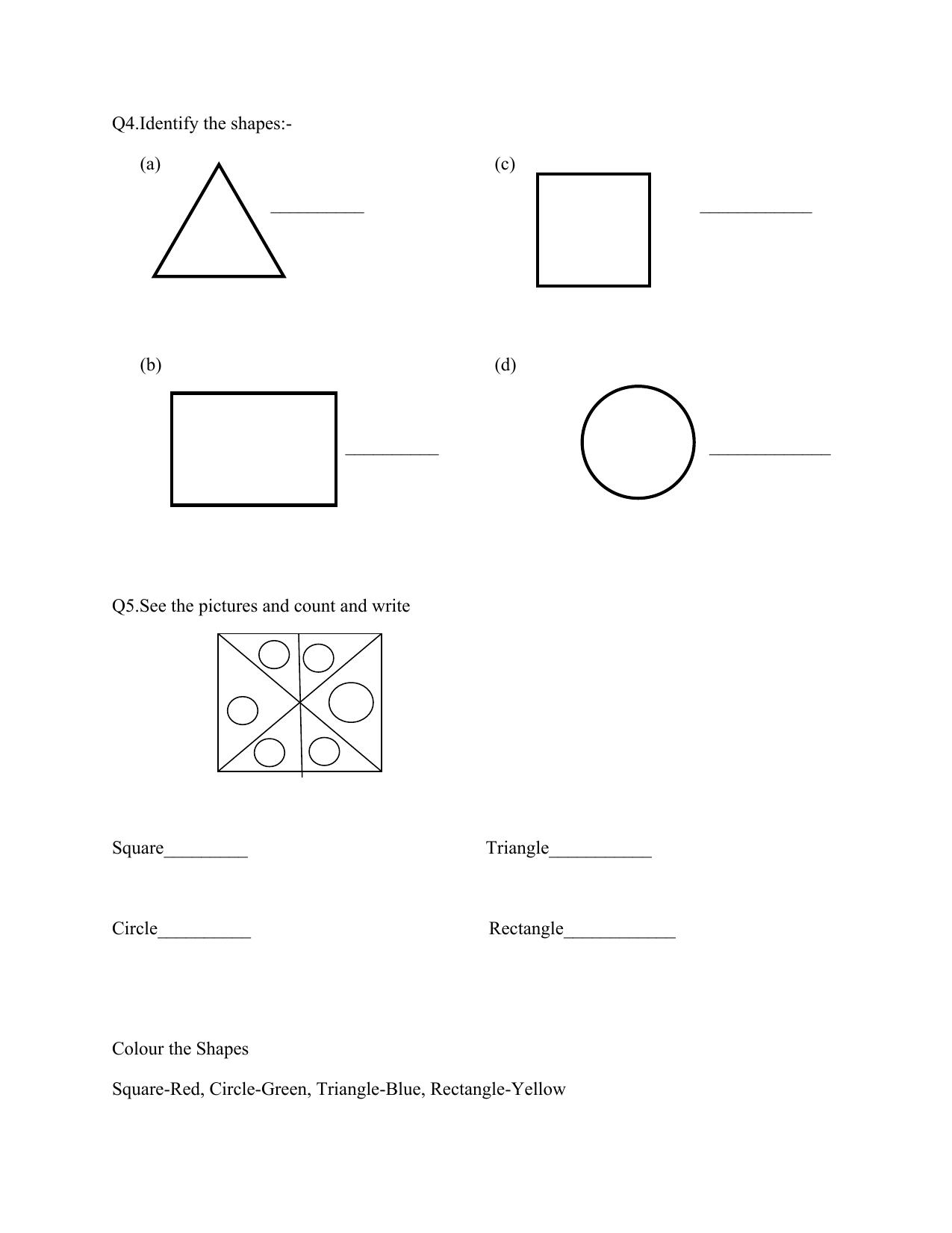 Worksheet for Class 1 Maths Practice Assignment 1 - Page 2
