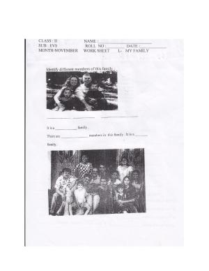 Worksheets for Class 2 EVS Assignment 12 My Family