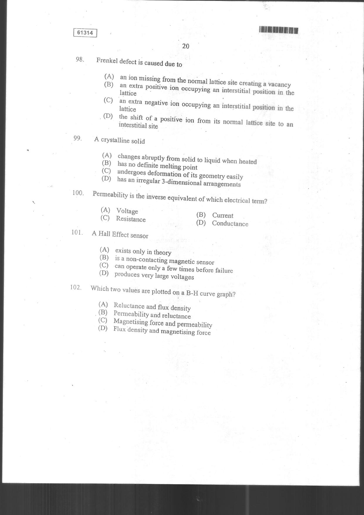 CUSAT CAT 2014 Physics Question Paper - Page 22