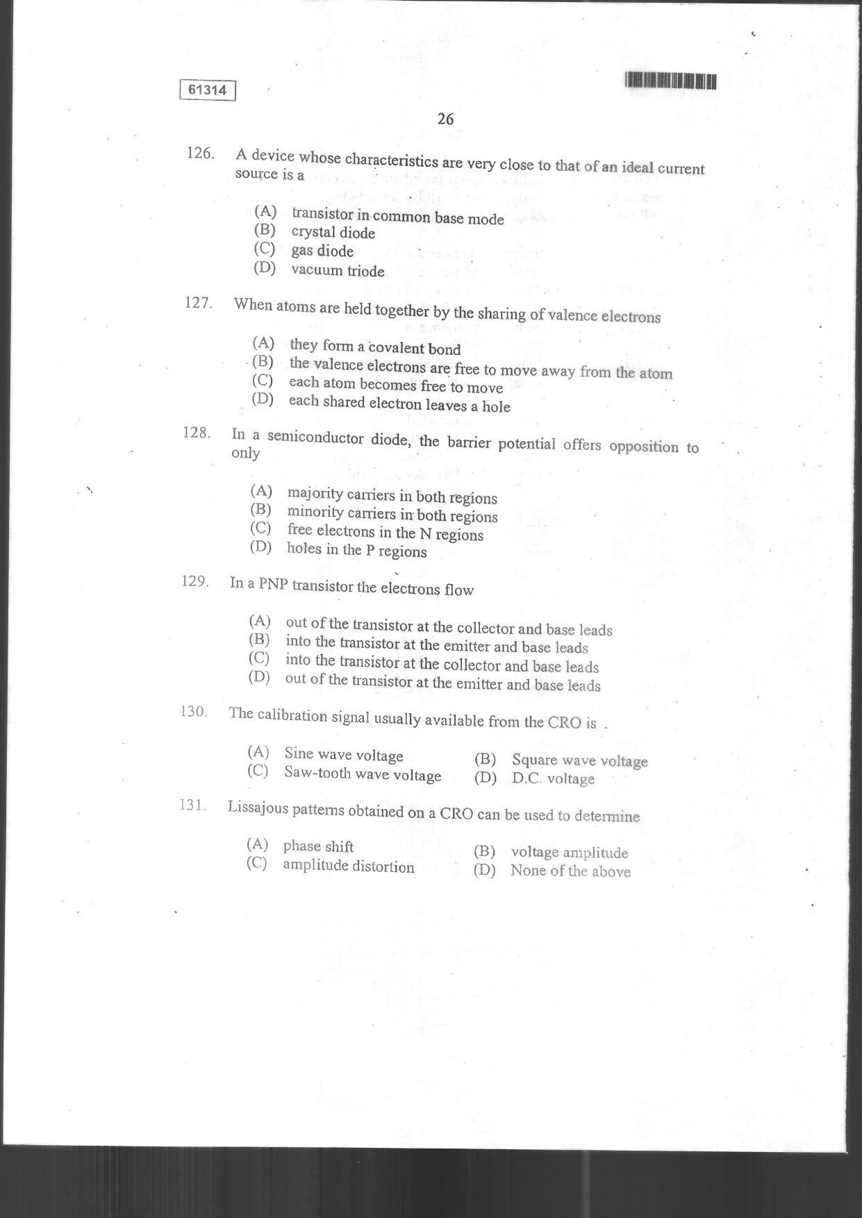 CUSAT CAT 2014 Physics Question Paper - Page 28