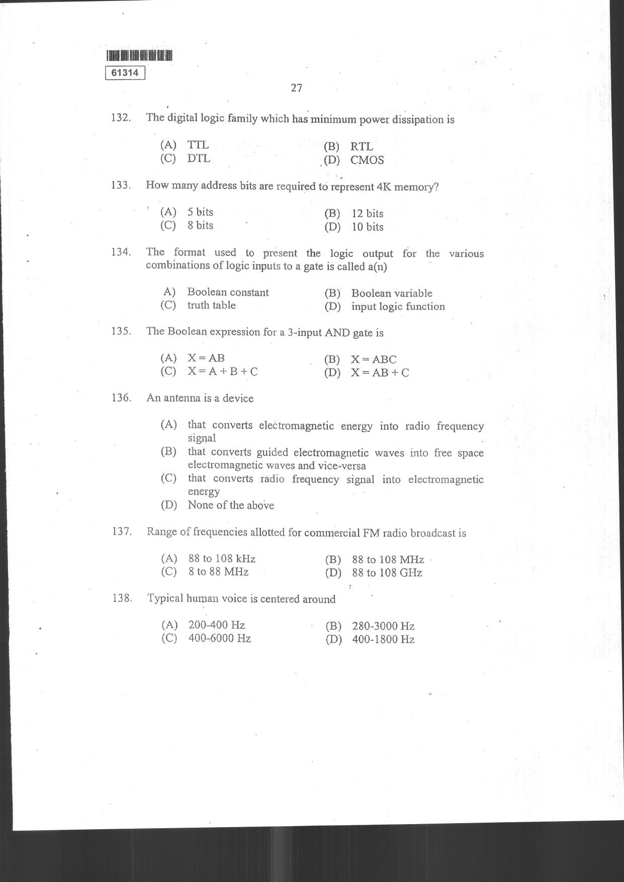 CUSAT CAT 2014 Physics Question Paper - Page 29