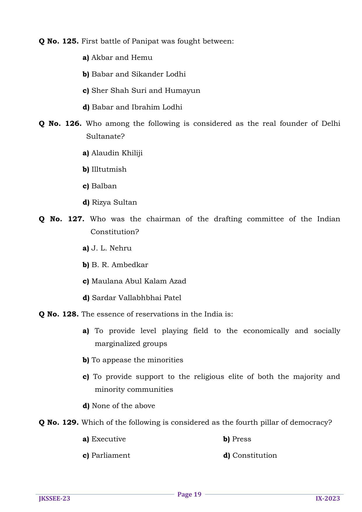JKSSEE 2023 Class 9 Question Paper - Page 19