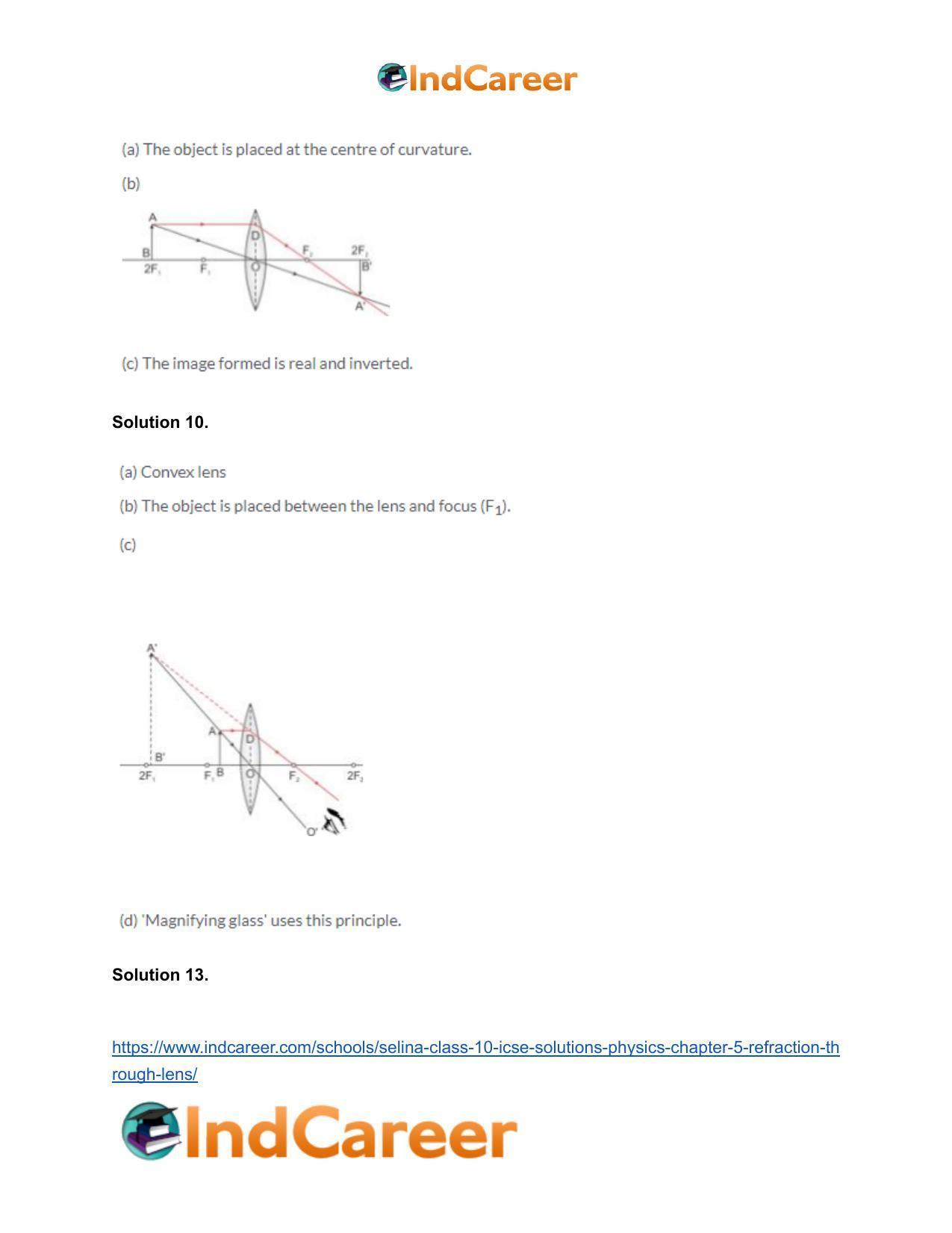 Selina Class 10 ICSE Solutions Physics : Chapter 5- Refraction through Lens - Page 19