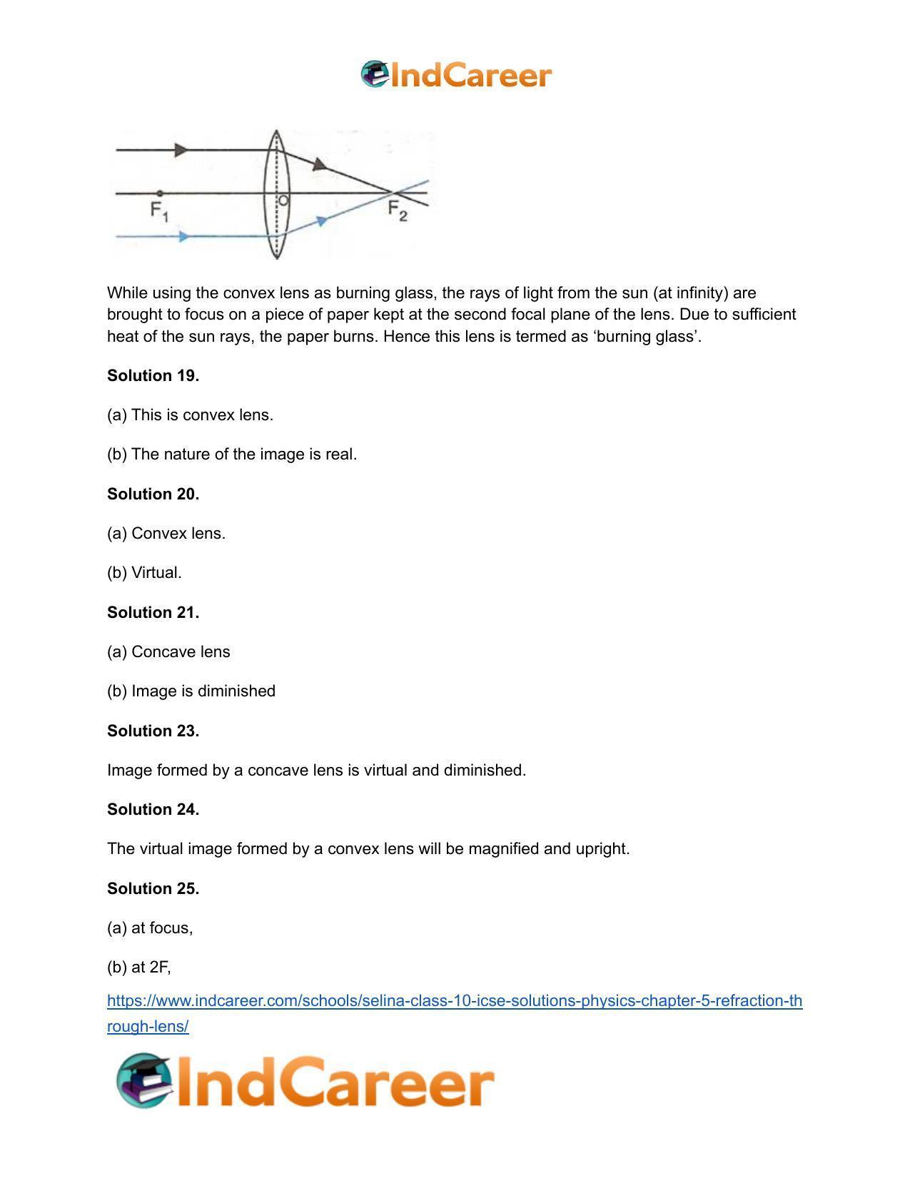 Selina Class 10 ICSE Solutions Physics : Chapter 5- Refraction through Lens - Page 22