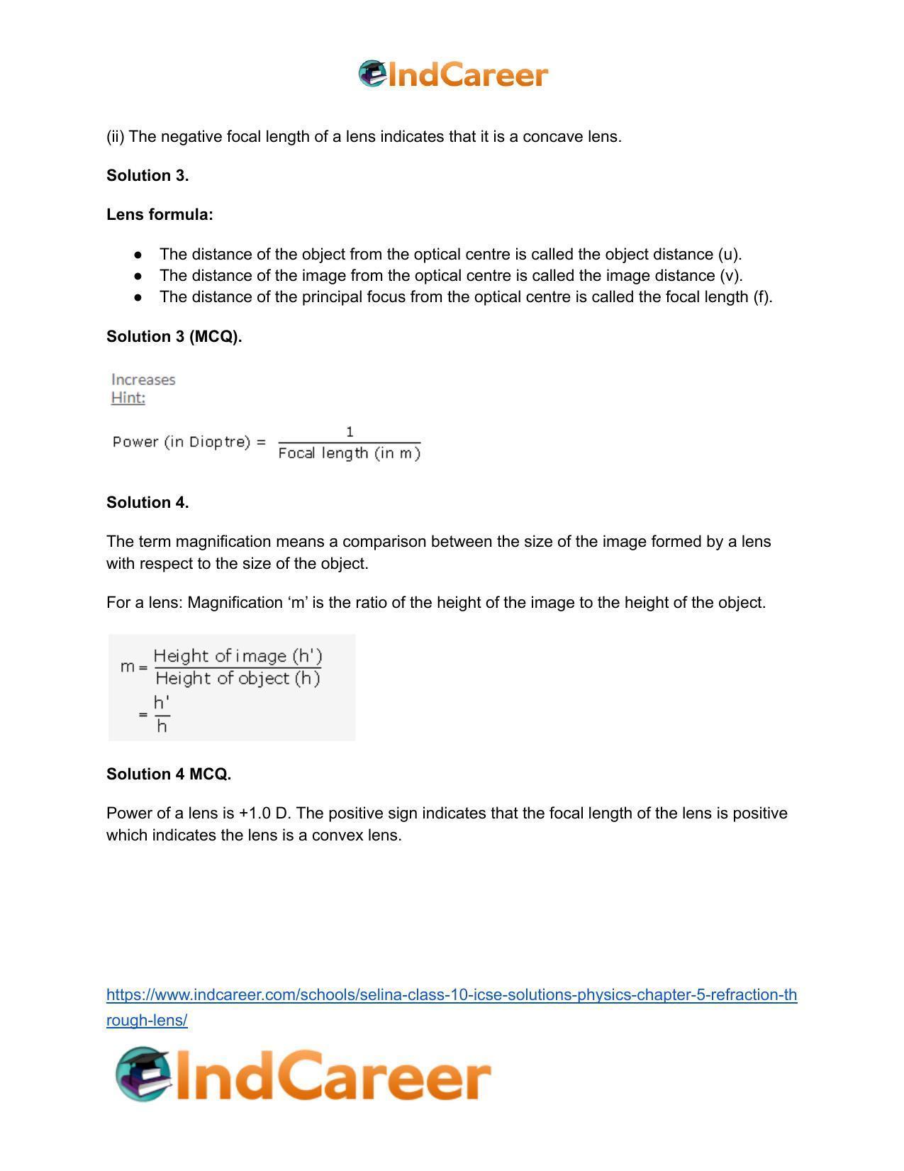 Selina Class 10 ICSE Solutions Physics : Chapter 5- Refraction through Lens - Page 28
