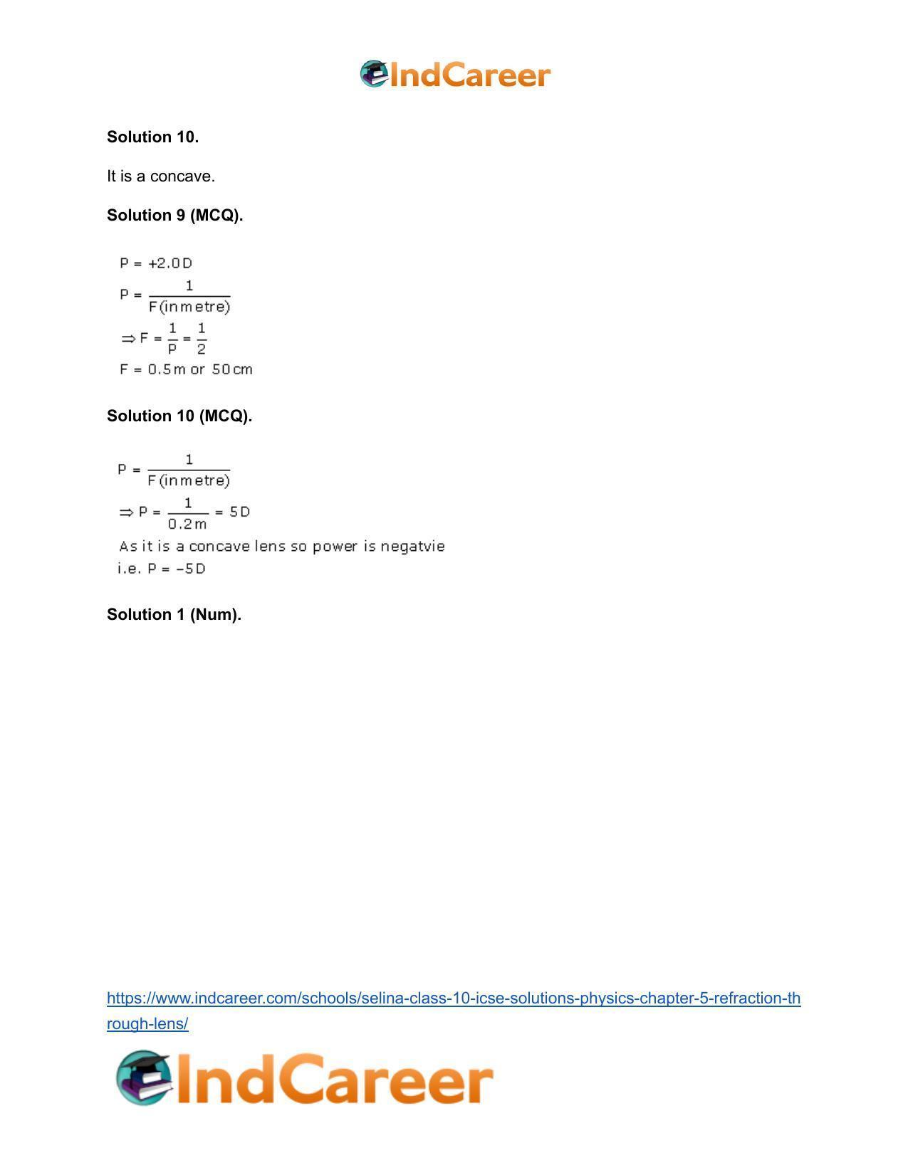 Selina Class 10 ICSE Solutions Physics : Chapter 5- Refraction through Lens - Page 30