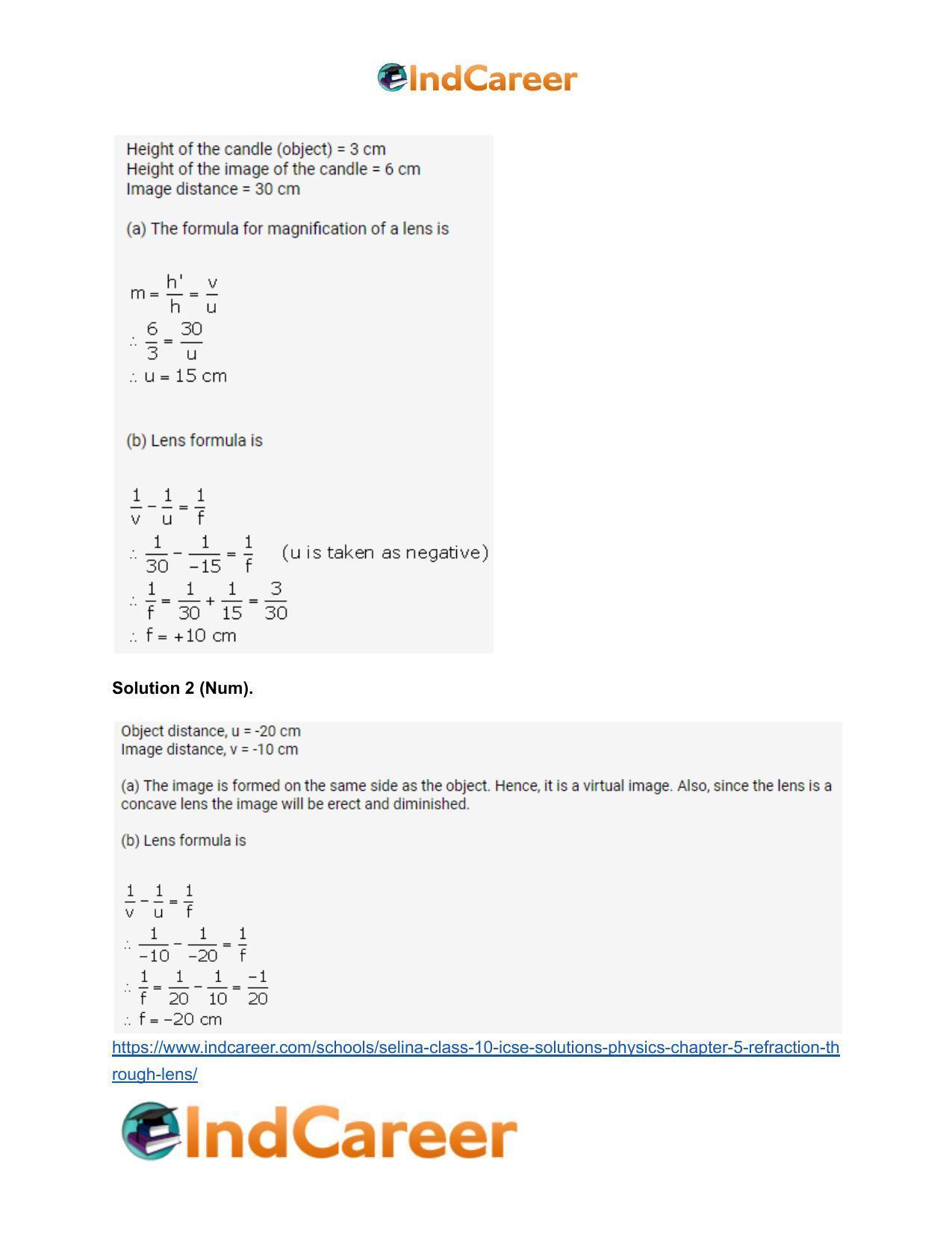 Selina Class 10 ICSE Solutions Physics : Chapter 5- Refraction through Lens - Page 31