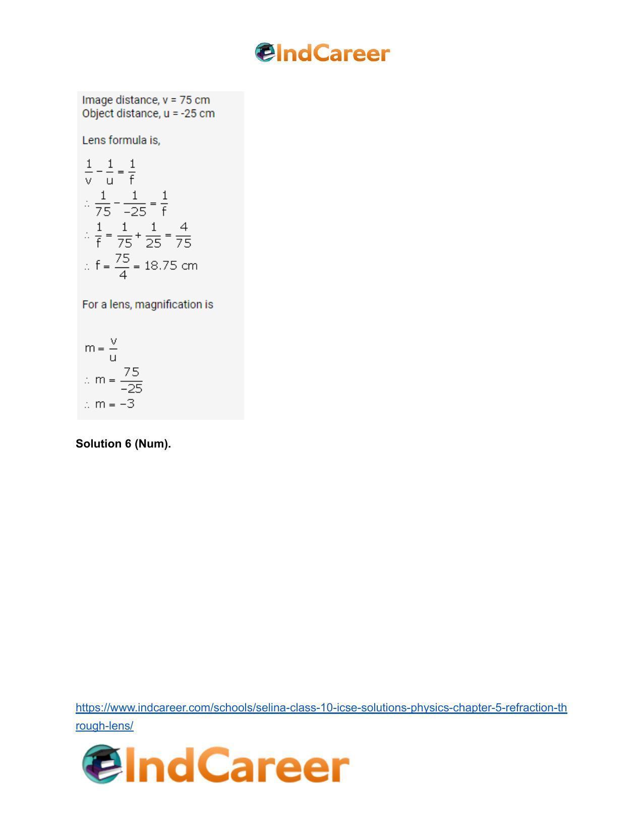 Selina Class 10 ICSE Solutions Physics : Chapter 5- Refraction through Lens - Page 34