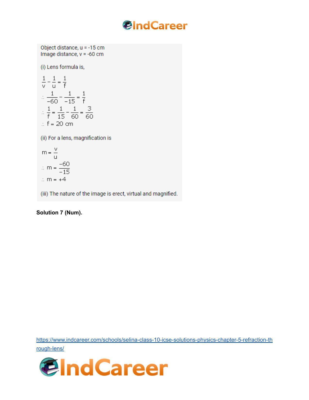 Selina Class 10 ICSE Solutions Physics : Chapter 5- Refraction through Lens - Page 35