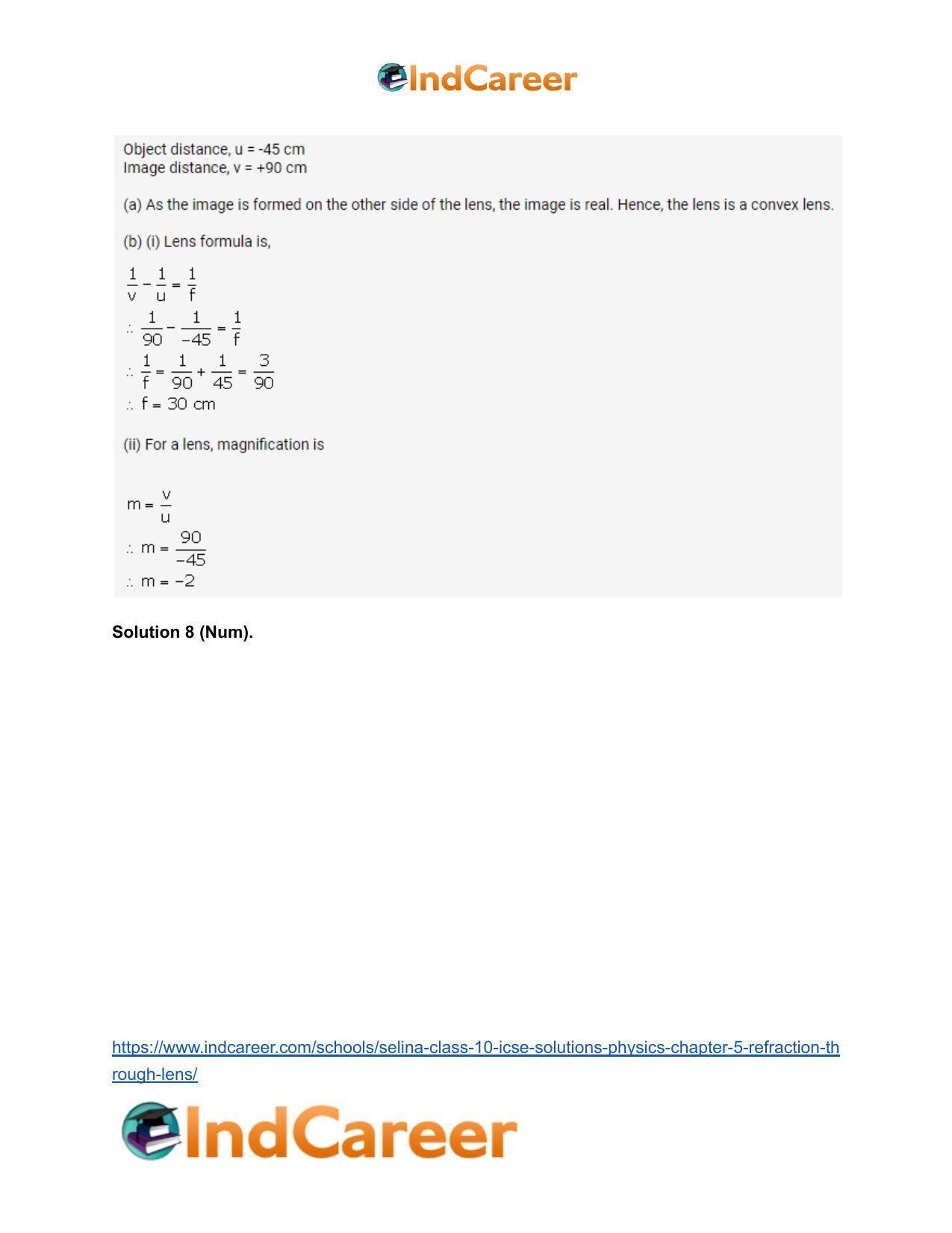 Selina Class 10 ICSE Solutions Physics : Chapter 5- Refraction through Lens - Page 36