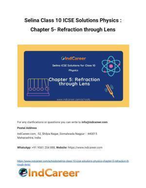 Selina Class 10 ICSE Solutions Physics : Chapter 5- Refraction through Lens
