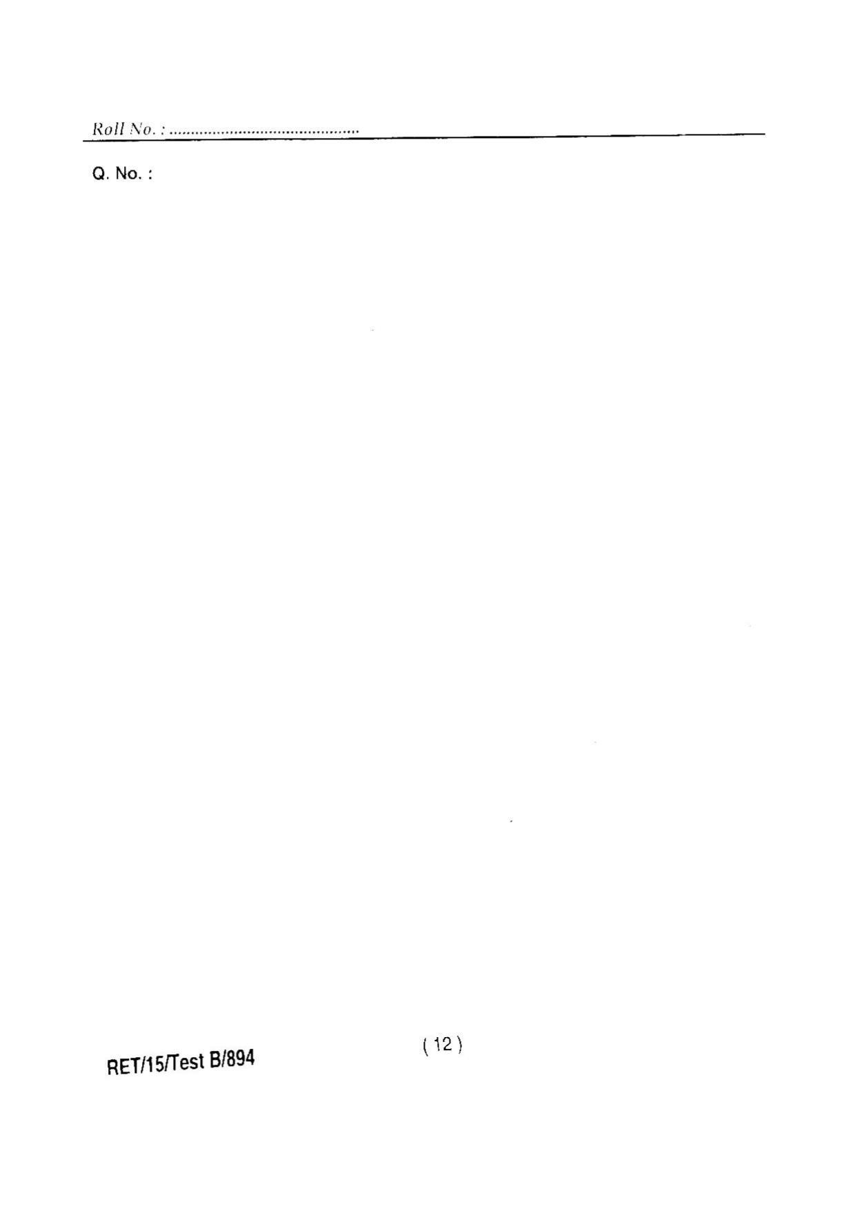 BHU RET HOME SCIENCE 2015 Question Paper - Page 14