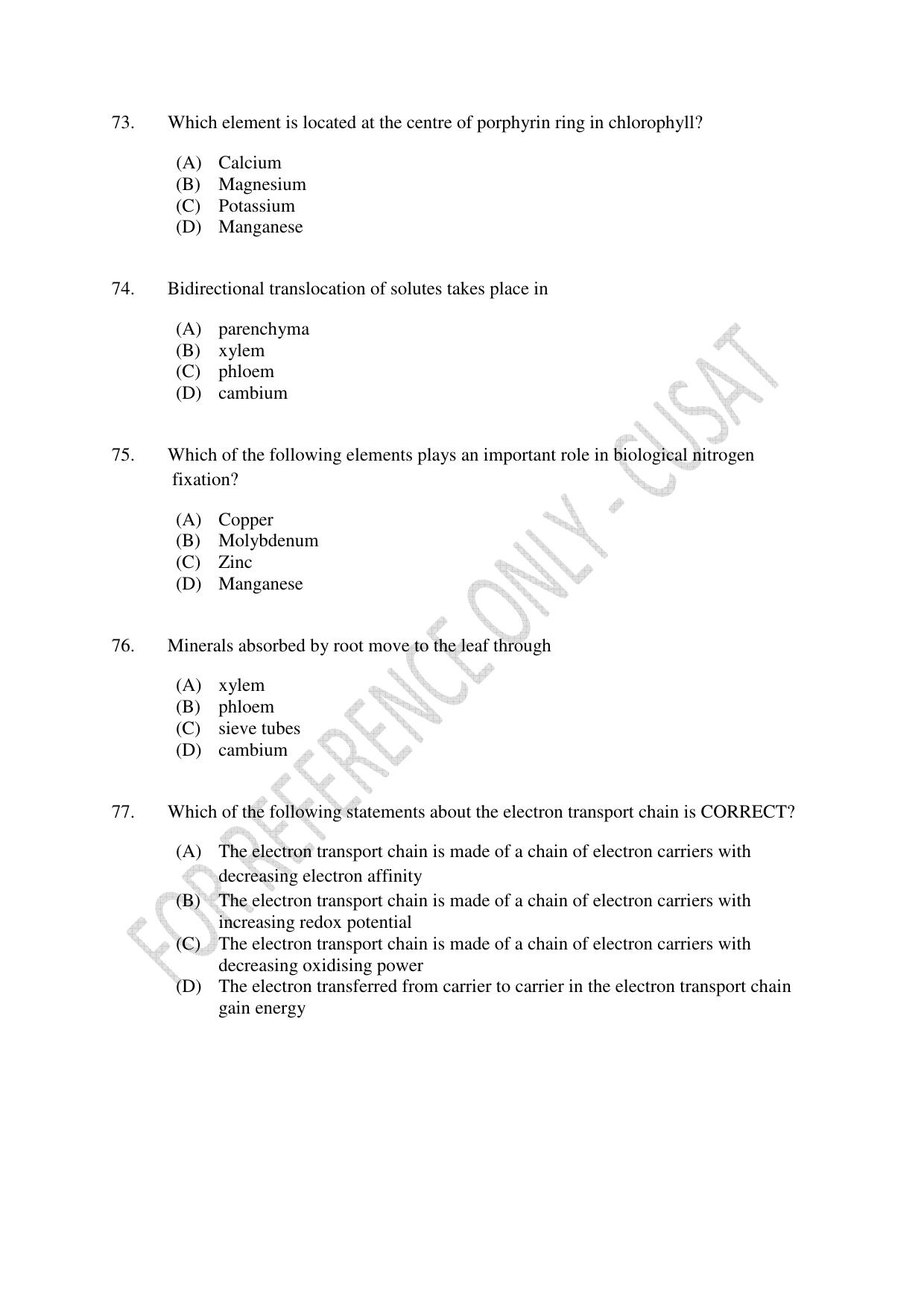 CUSAT CAT 2023 LIFE SCIENCE Question Paper - Page 13