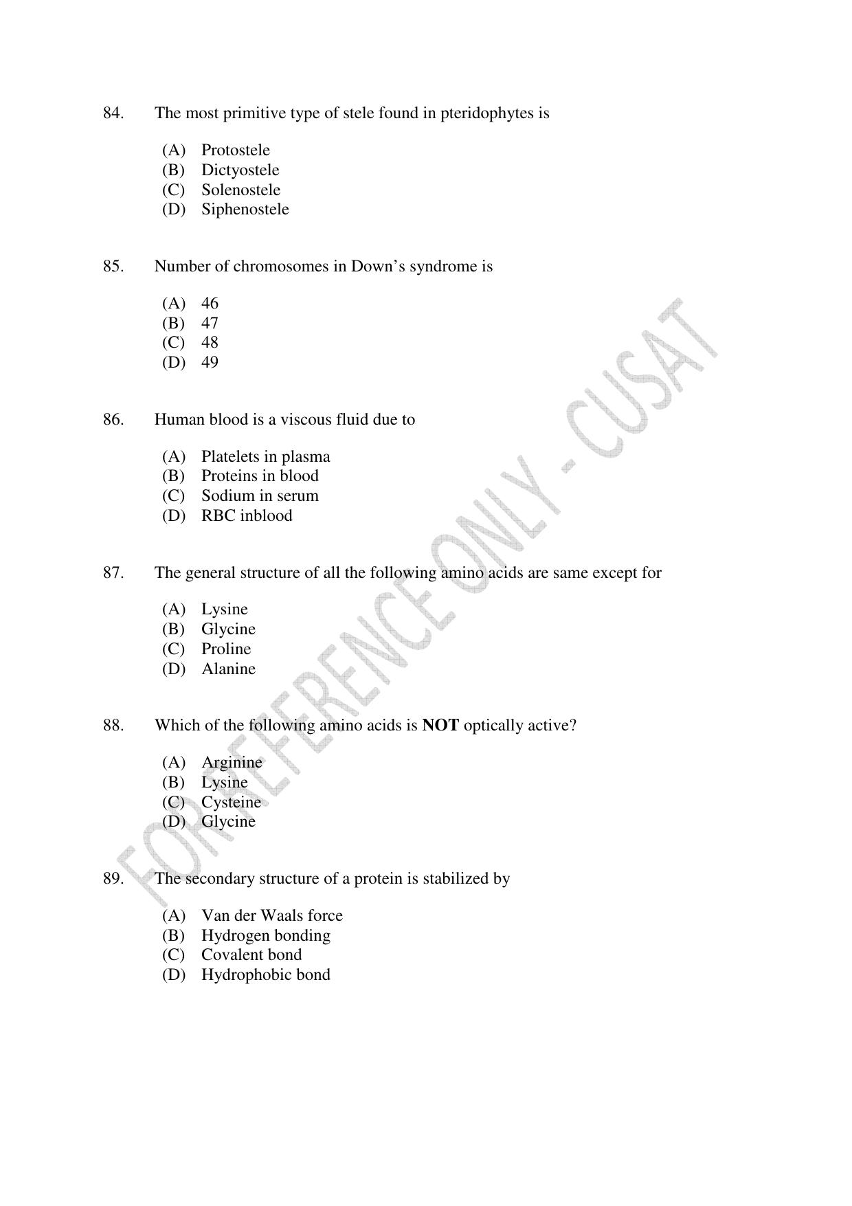 CUSAT CAT 2023 LIFE SCIENCE Question Paper - Page 15
