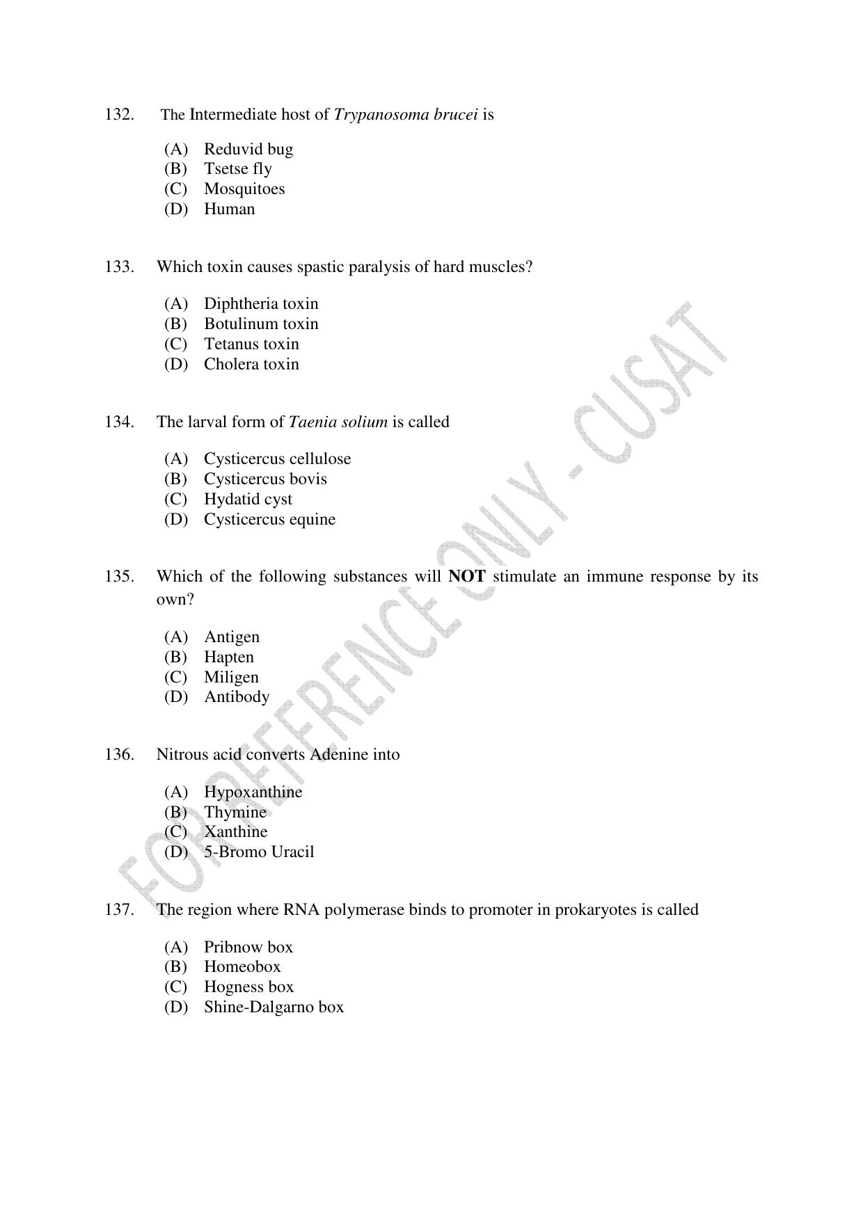 CUSAT CAT 2023 LIFE SCIENCE Question Paper - Page 23
