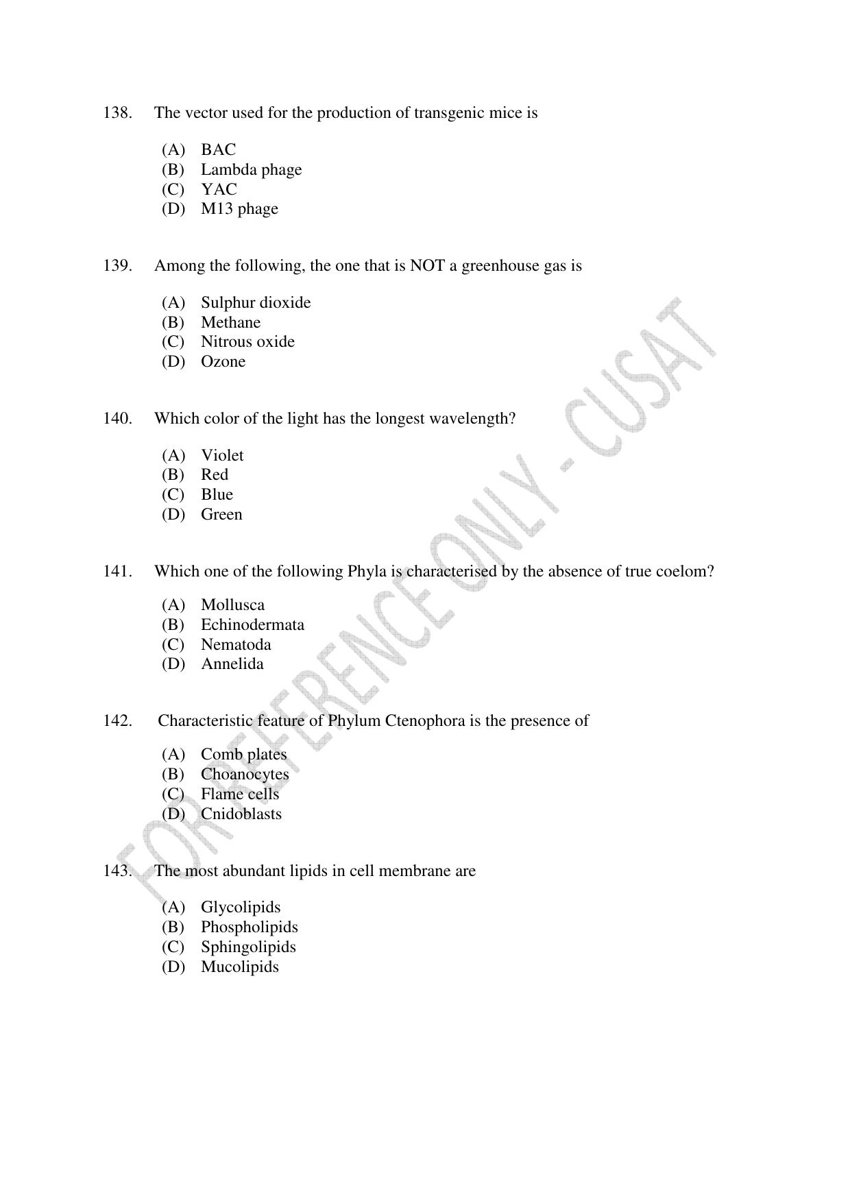 CUSAT CAT 2023 LIFE SCIENCE Question Paper - Page 24