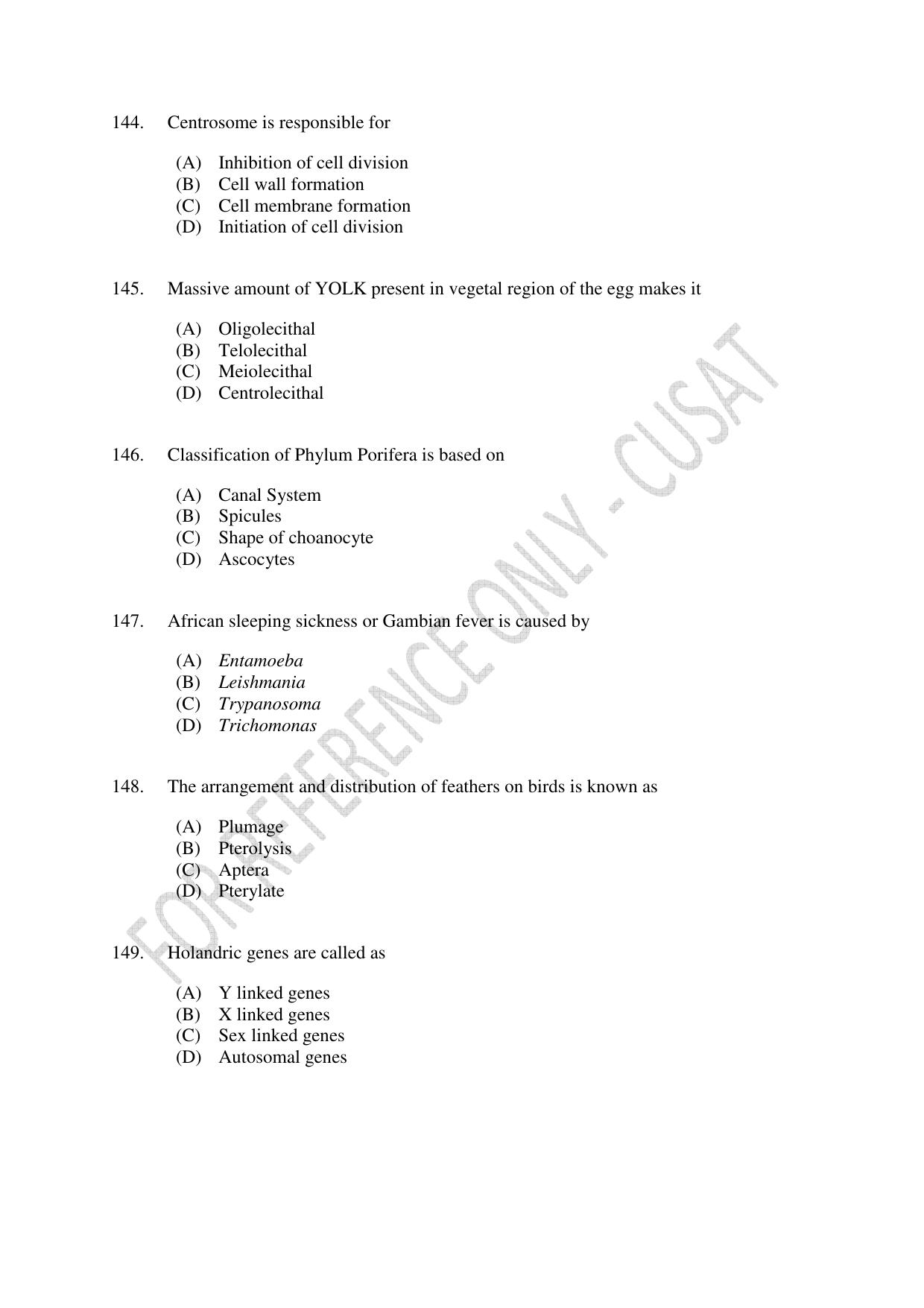 CUSAT CAT 2023 LIFE SCIENCE Question Paper - Page 25