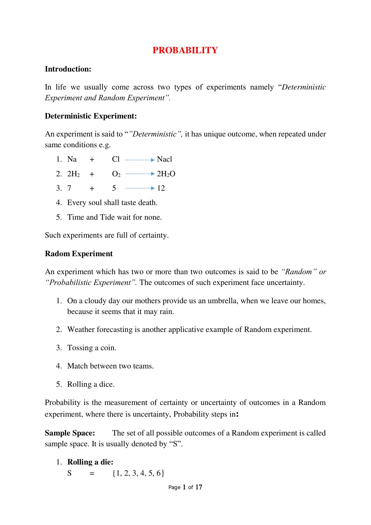 JKBOSE Class 10 Maths: CHAPTER 15 Probability Question Bank - Page 1