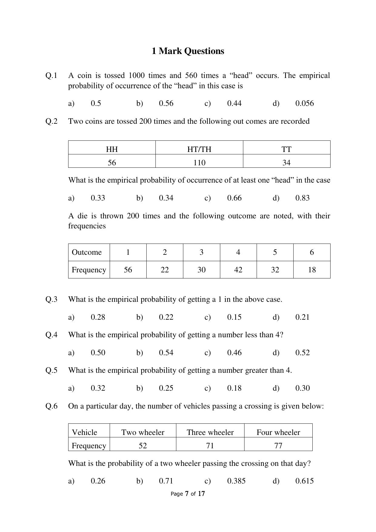 JKBOSE Class 10 Maths: CHAPTER 15 Probability Question Bank - Page 7