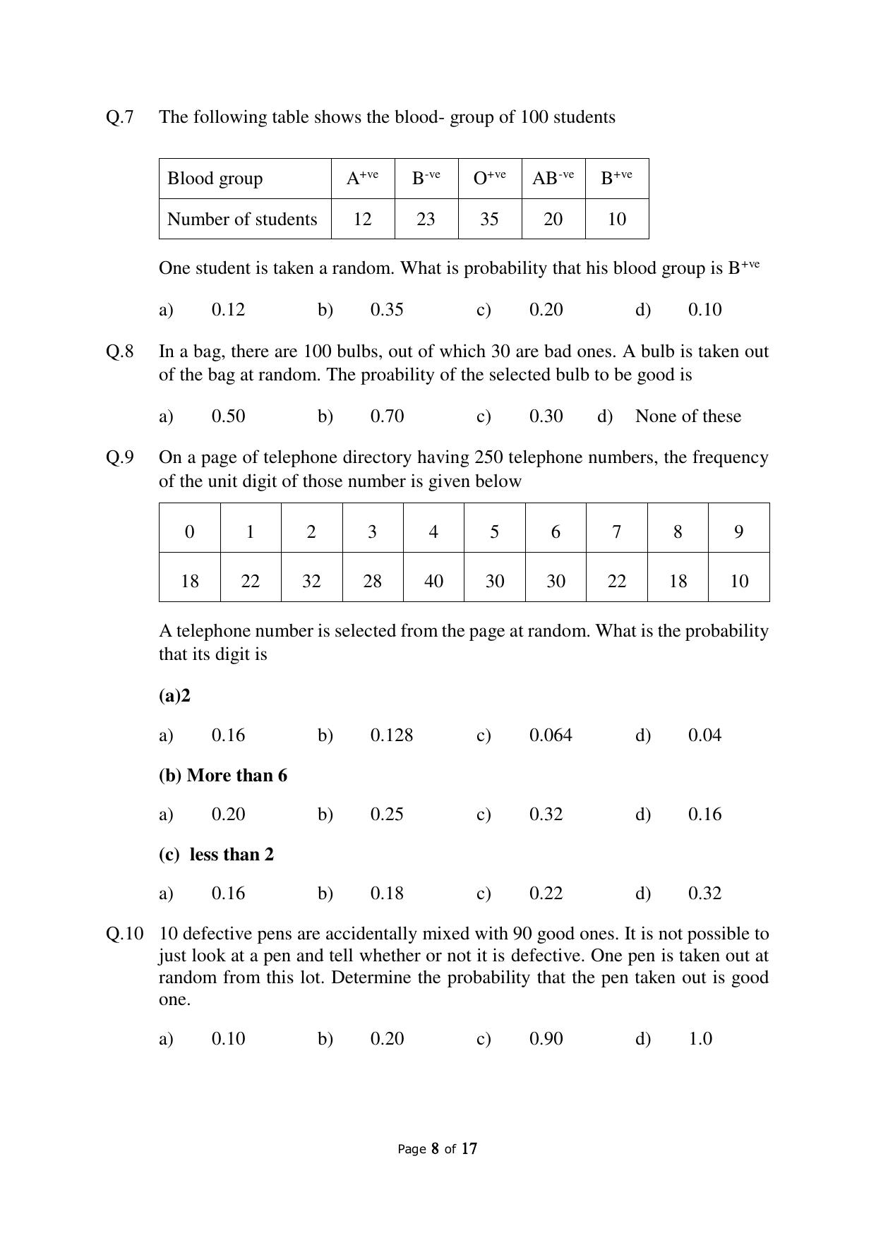 JKBOSE Class 10 Maths: CHAPTER 15 Probability Question Bank - Page 8