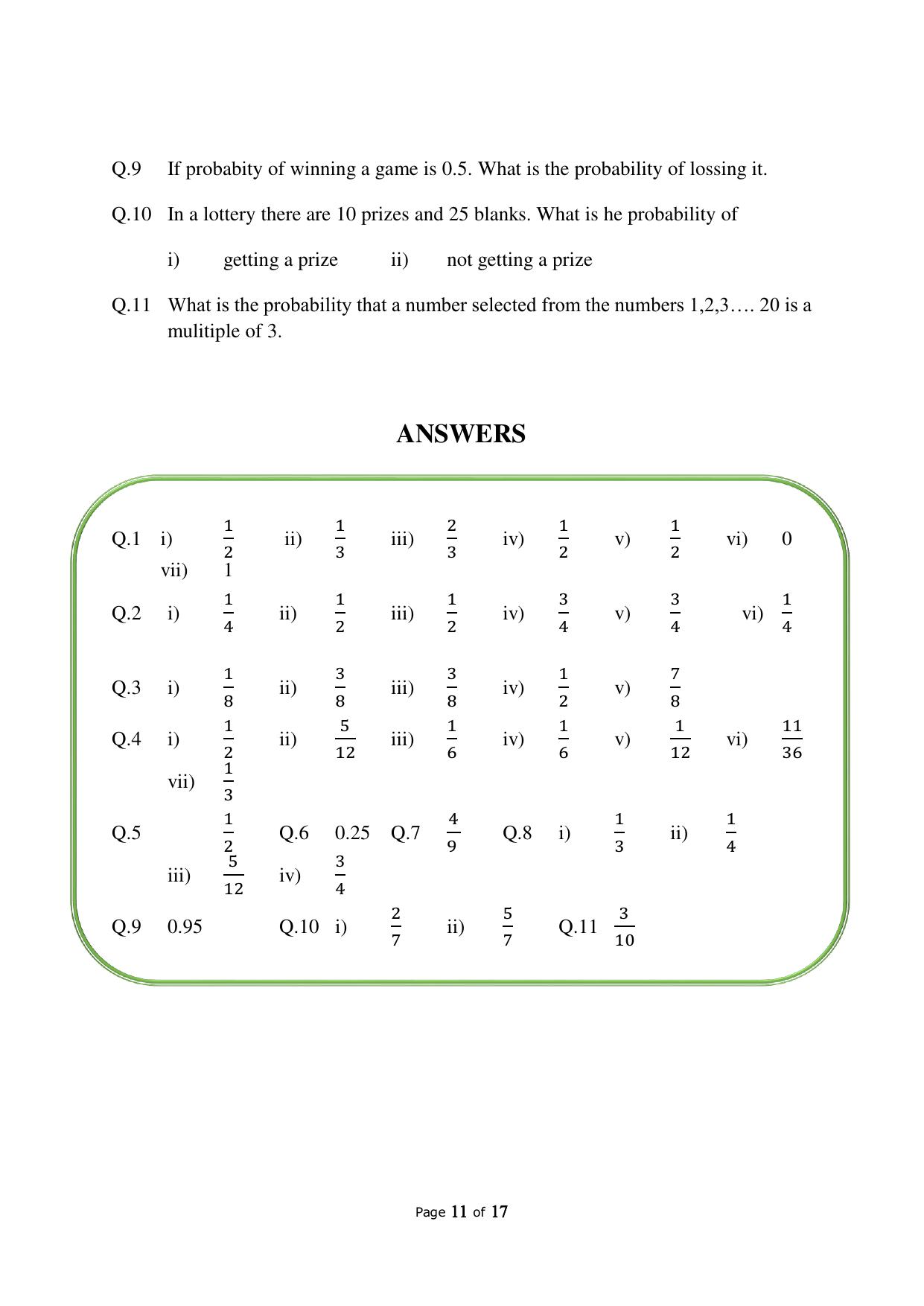 JKBOSE Class 10 Maths: CHAPTER 15 Probability Question Bank - Page 11