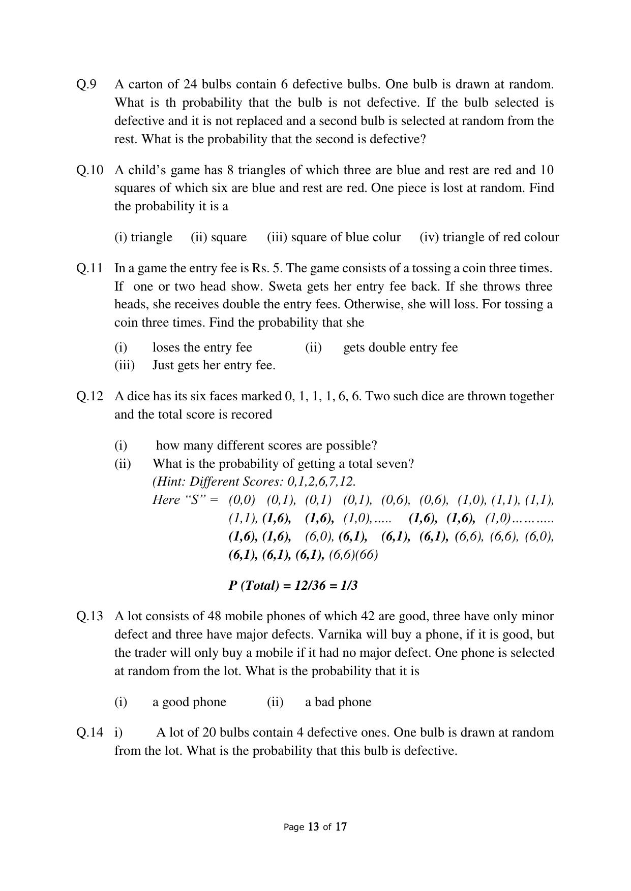 JKBOSE Class 10 Maths: CHAPTER 15 Probability Question Bank - Page 13