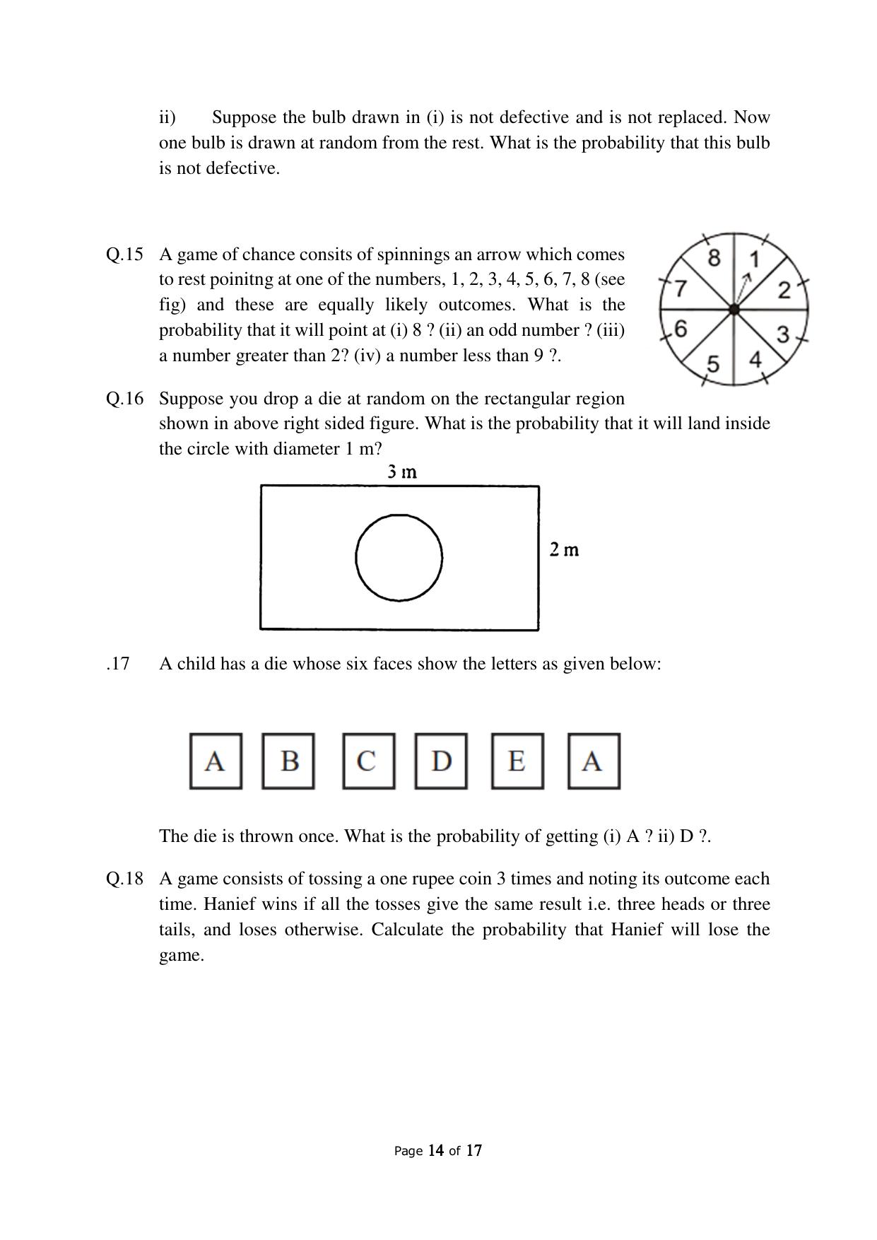 JKBOSE Class 10 Maths: CHAPTER 15 Probability Question Bank - Page 14