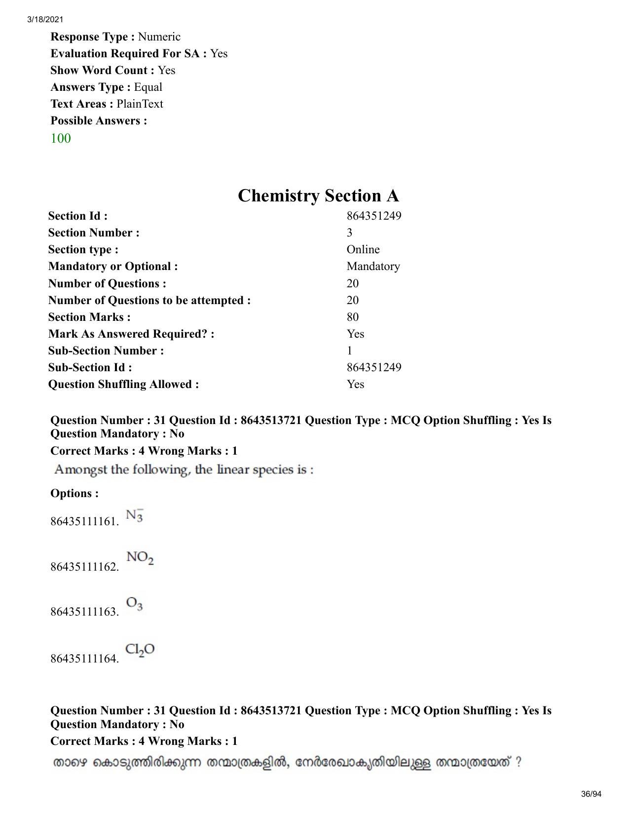 JEE Mains 2021: BTech EMA (Shift 2) 17-03-2021 Question Paper - Page 36