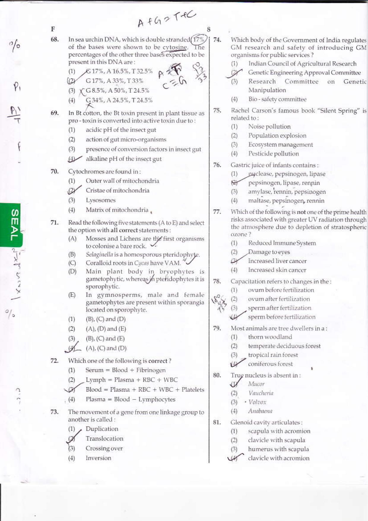 NEET Code F 2015 Question Paper - Page 8