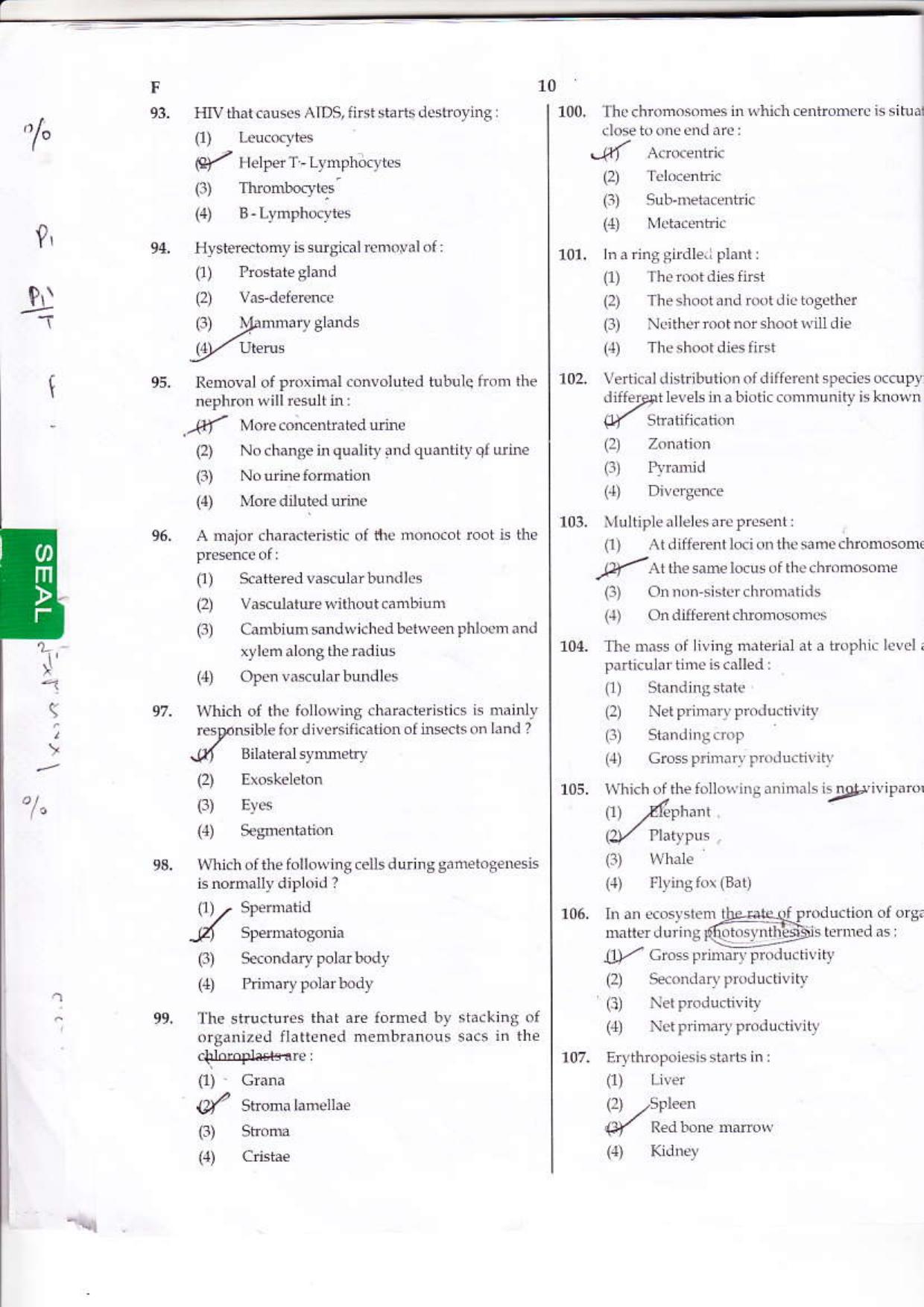 NEET Code F 2015 Question Paper - Page 10