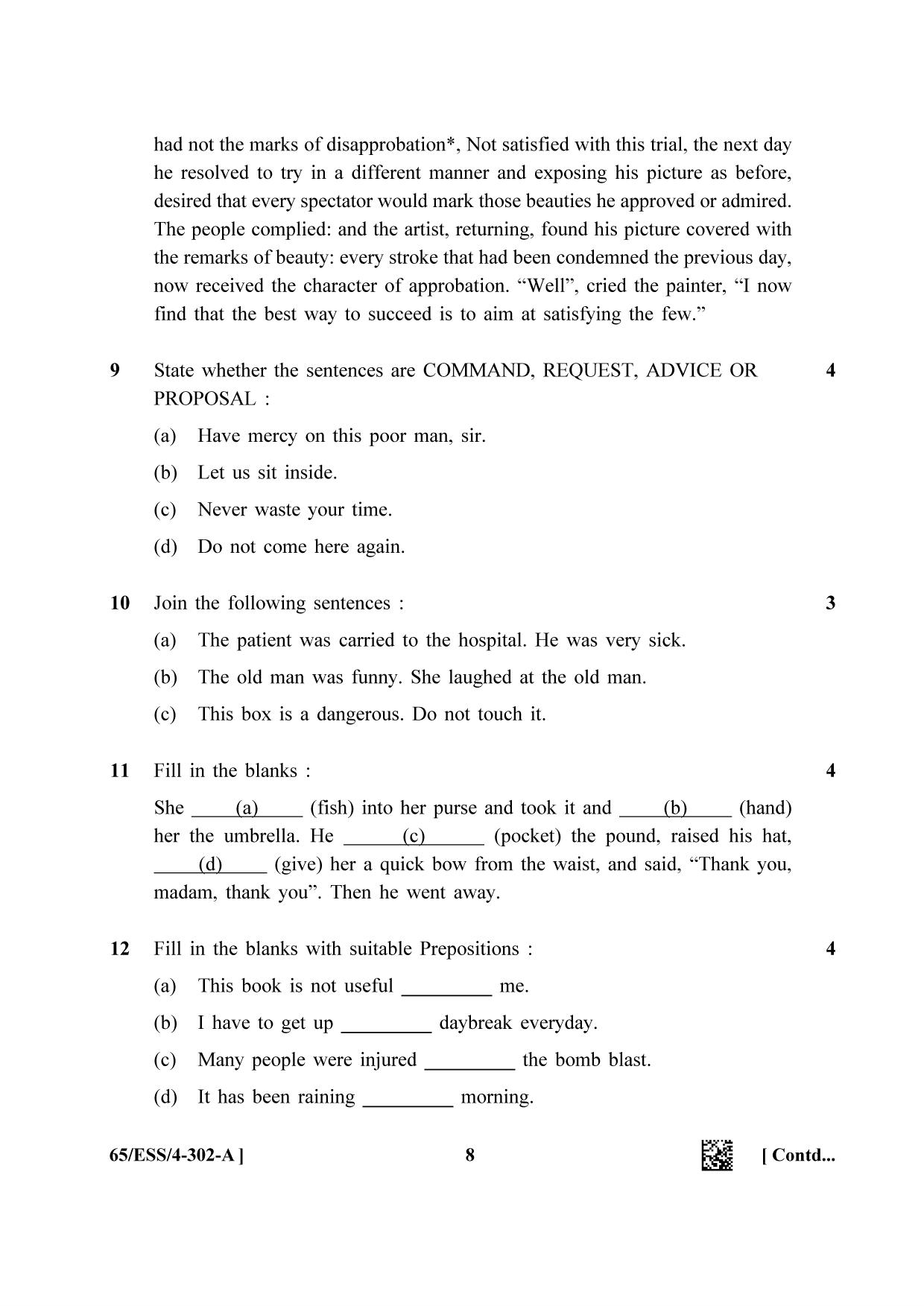 NIOS 2023 Class 12 English (ESS) Question Paper - Page 8