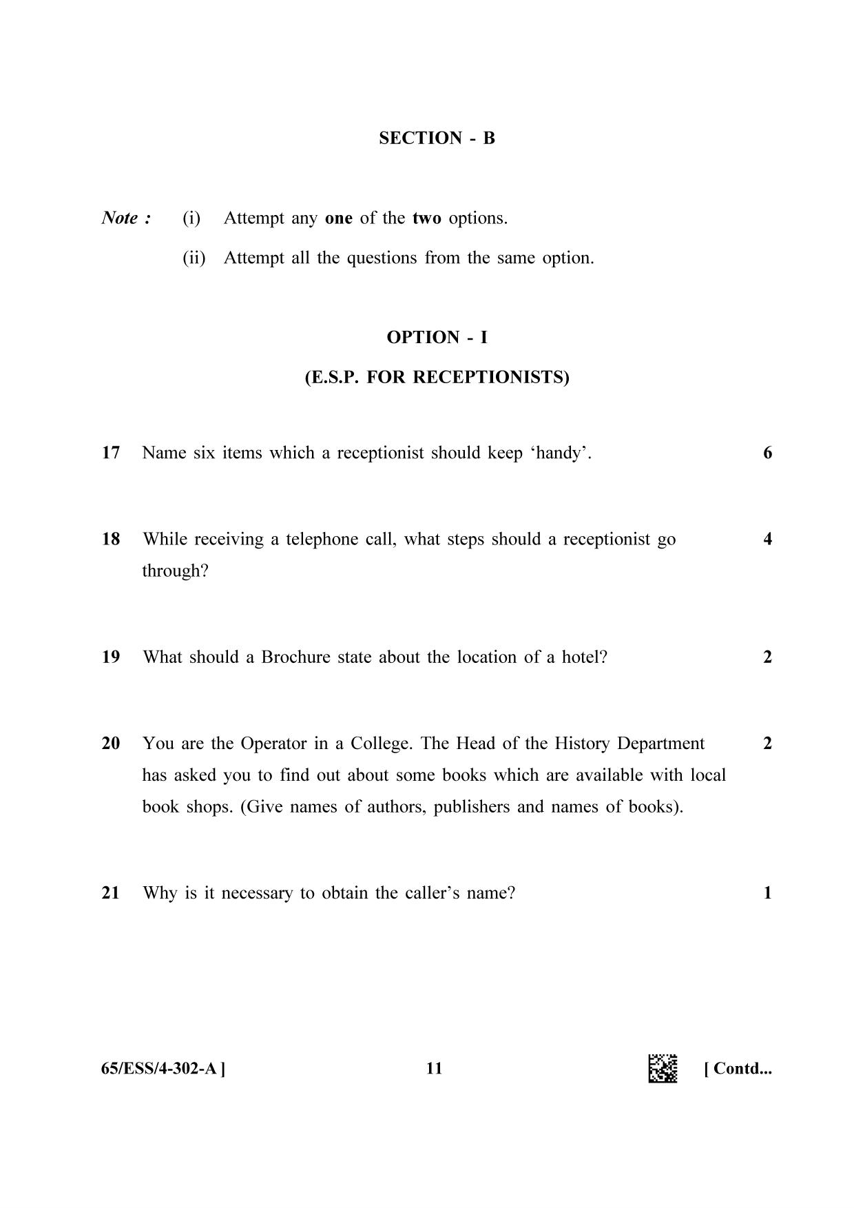 NIOS 2023 Class 12 English (ESS) Question Paper - Page 11