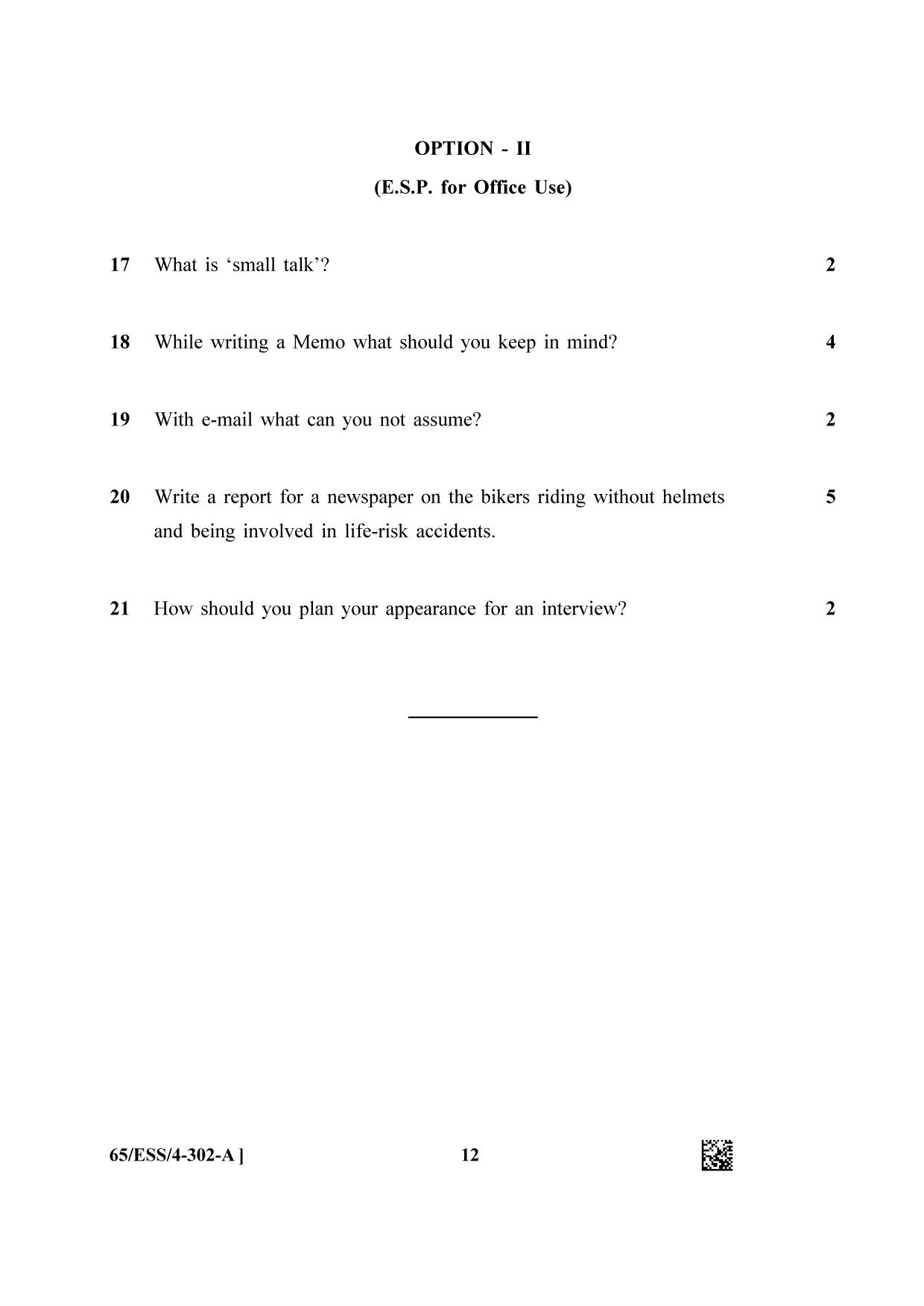 NIOS 2023 Class 12 English (ESS) Question Paper - Page 12