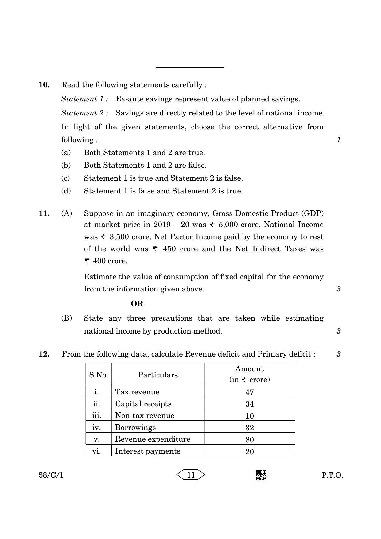 CBSE Class 12 58-1 Chemistry 2023 (Compartment) Question Paper - Page 11
