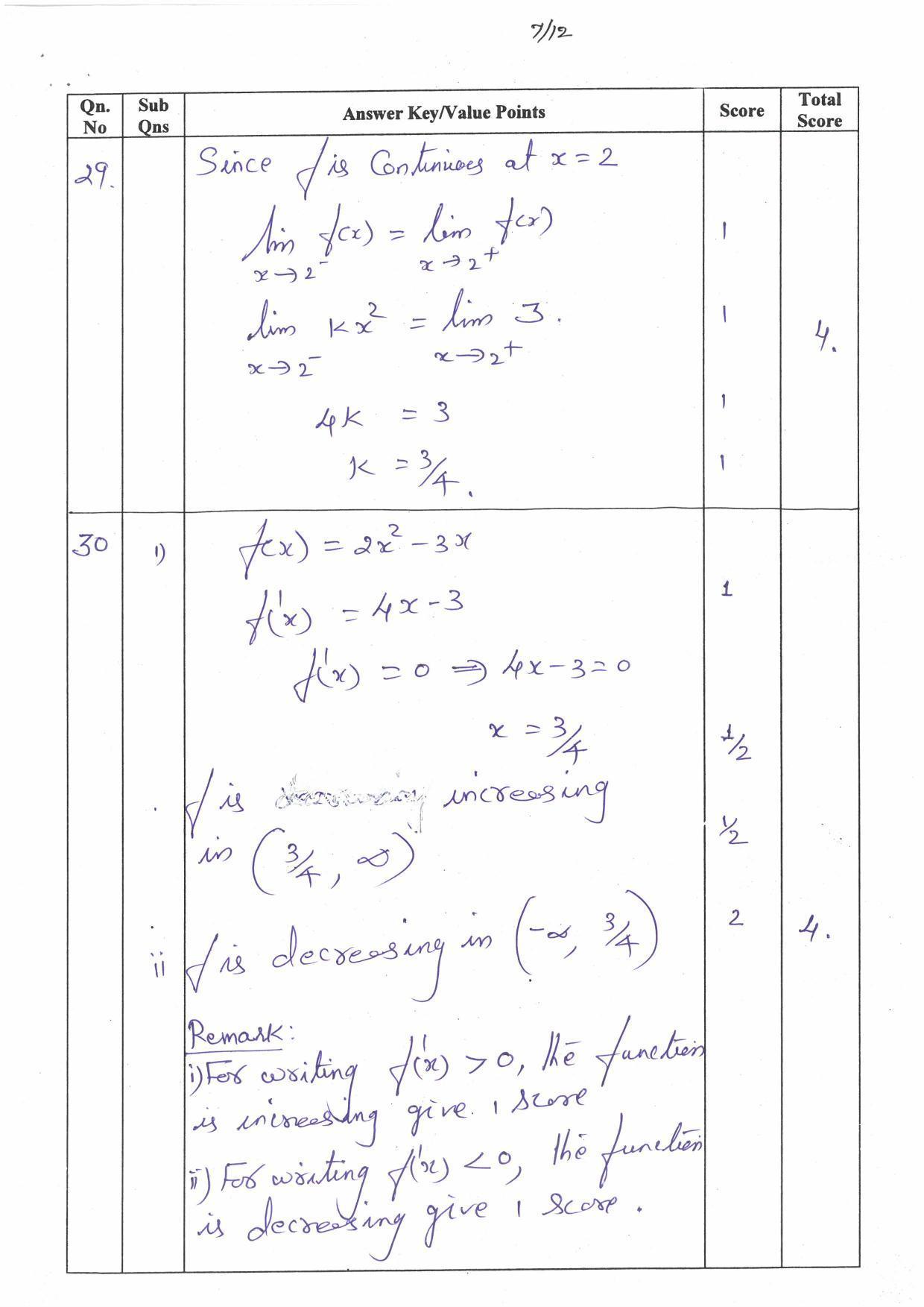Kerala Plus Two (Class 12th) Answer Key 2022 - Maths Commerce - Page 7